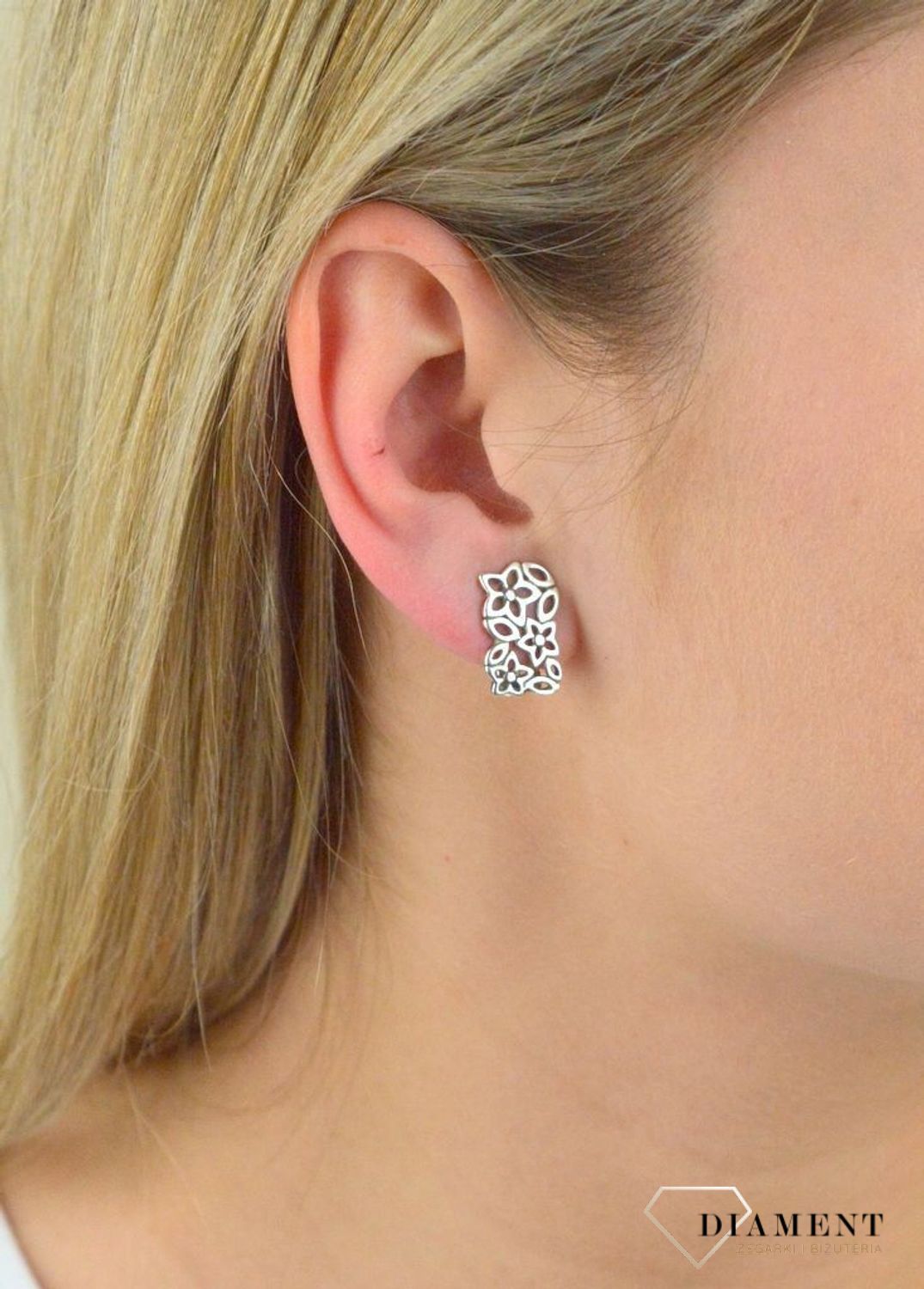 Klipsy srebrne 925 ' Kwiatowe ornamenty'  DIA-KLI-4592-925.jpg