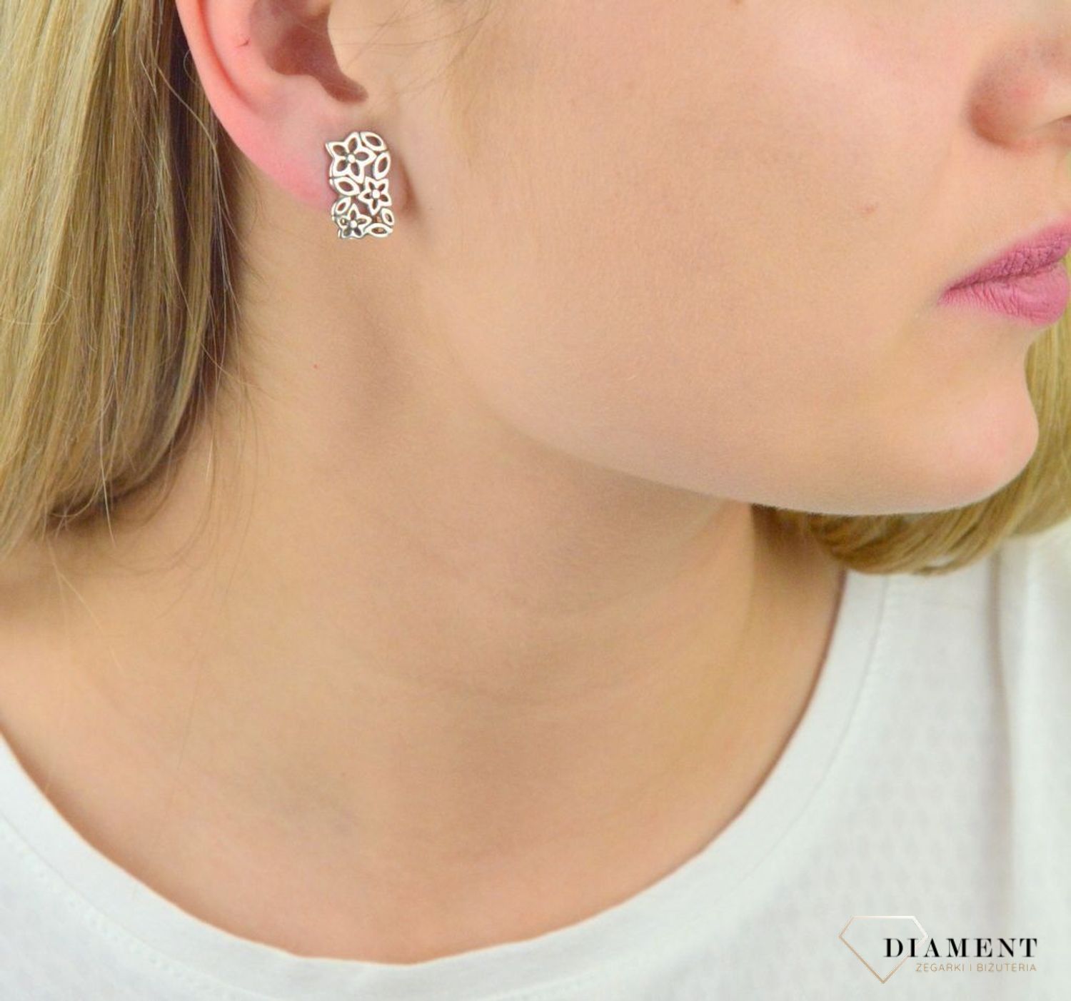 Klipsy srebrne 925 ' Kwiatowe ornamenty'  DIA-KLI-4592-925.jpg