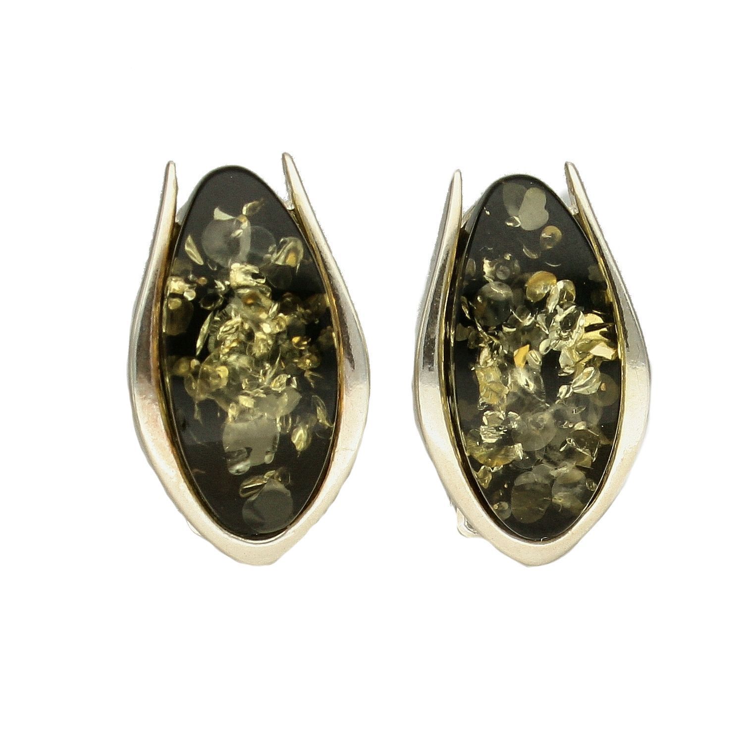 Srebrne kolczyki klipsy z zielonym bursztynem DIA-KLI-4595-925.jpg