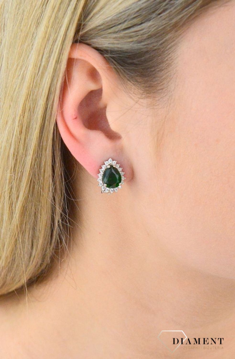 Przepiękne srebrne klipsy z zieloną cyrkonią DIA-KLI-4818-925.jpg