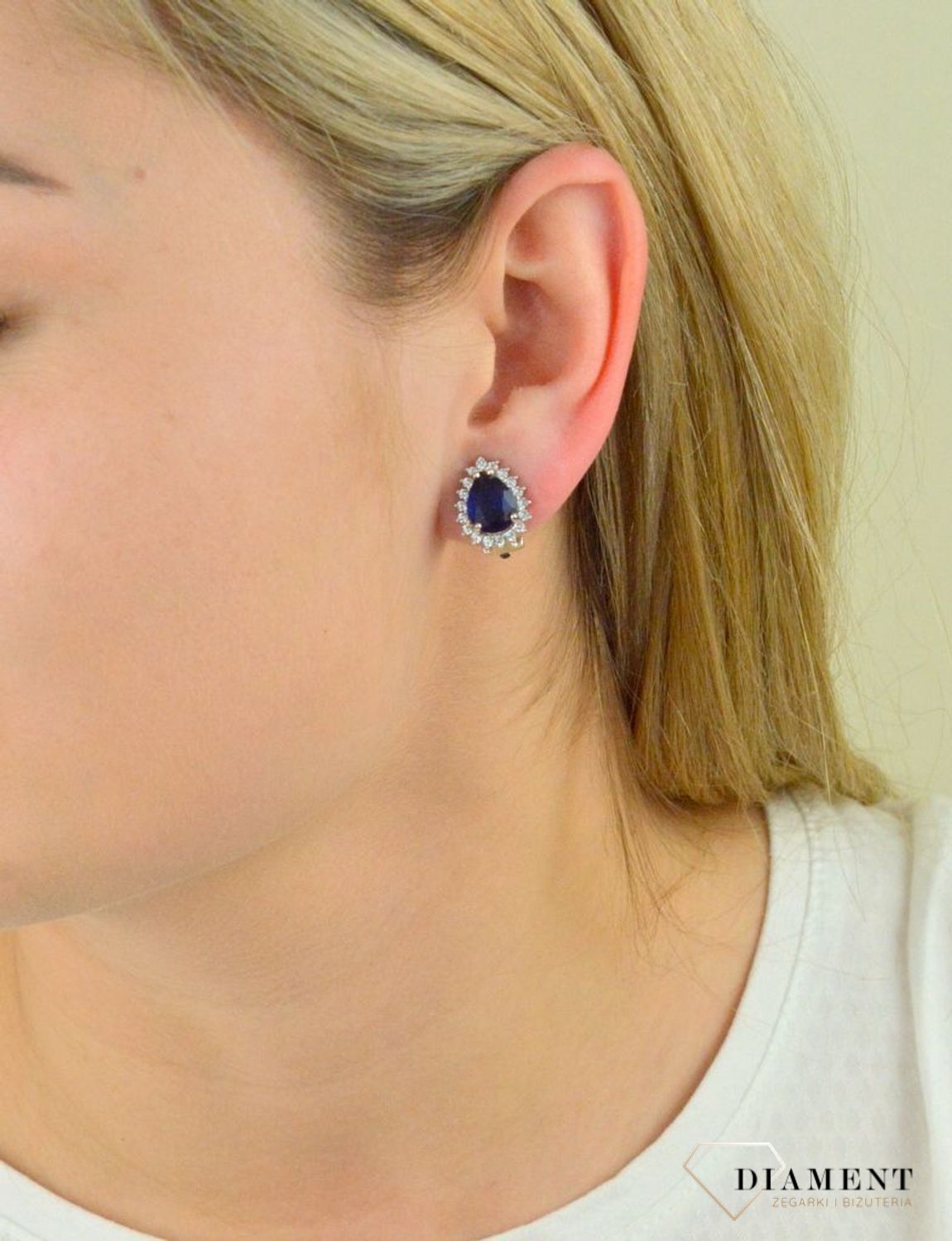 Prześliczne srebrne klipsy z granatową cyrkonią DIA-KLI-4819-925..jpg