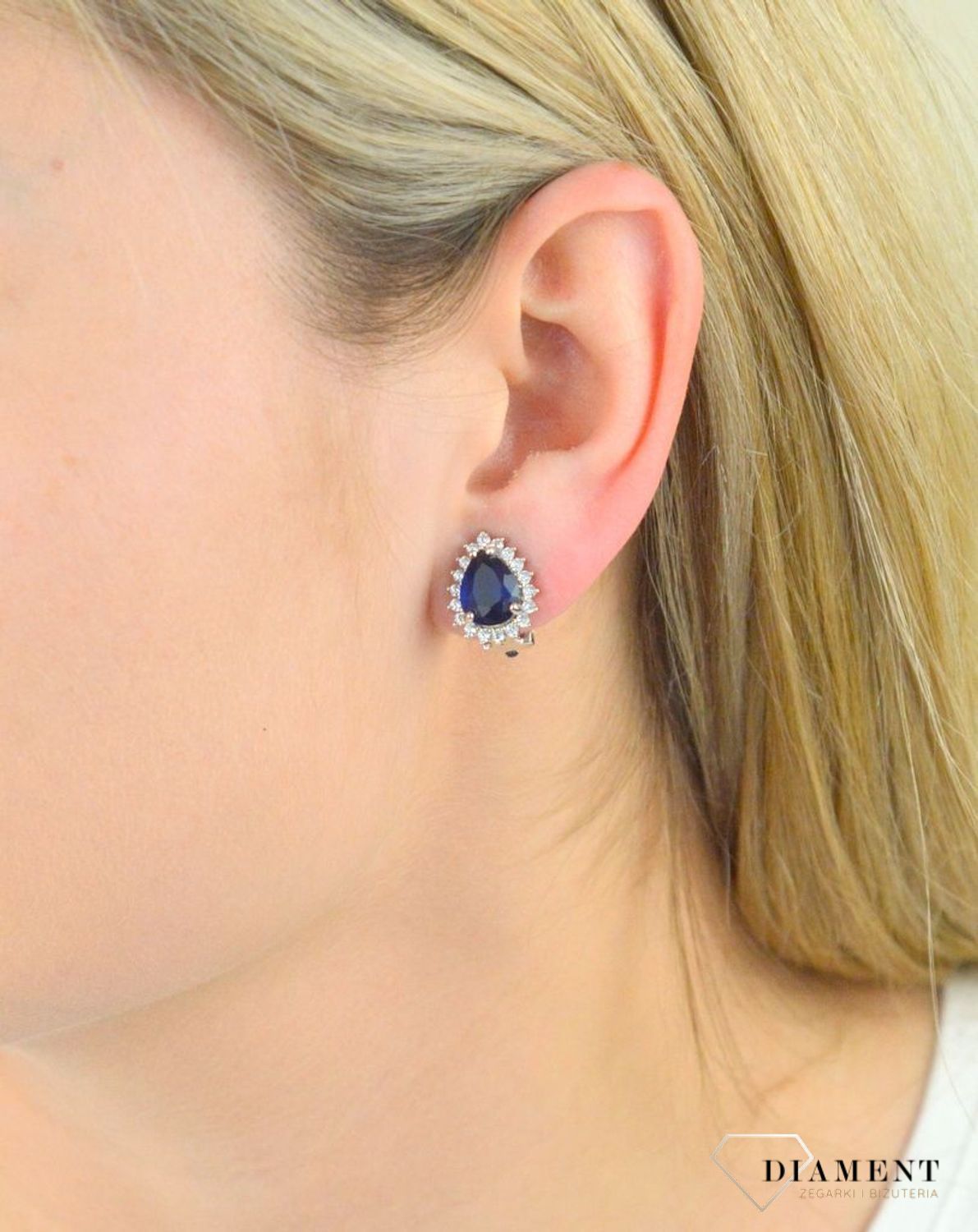 Prześliczne srebrne klipsy z granatową cyrkonią DIA-KLI-4819-925..jpg