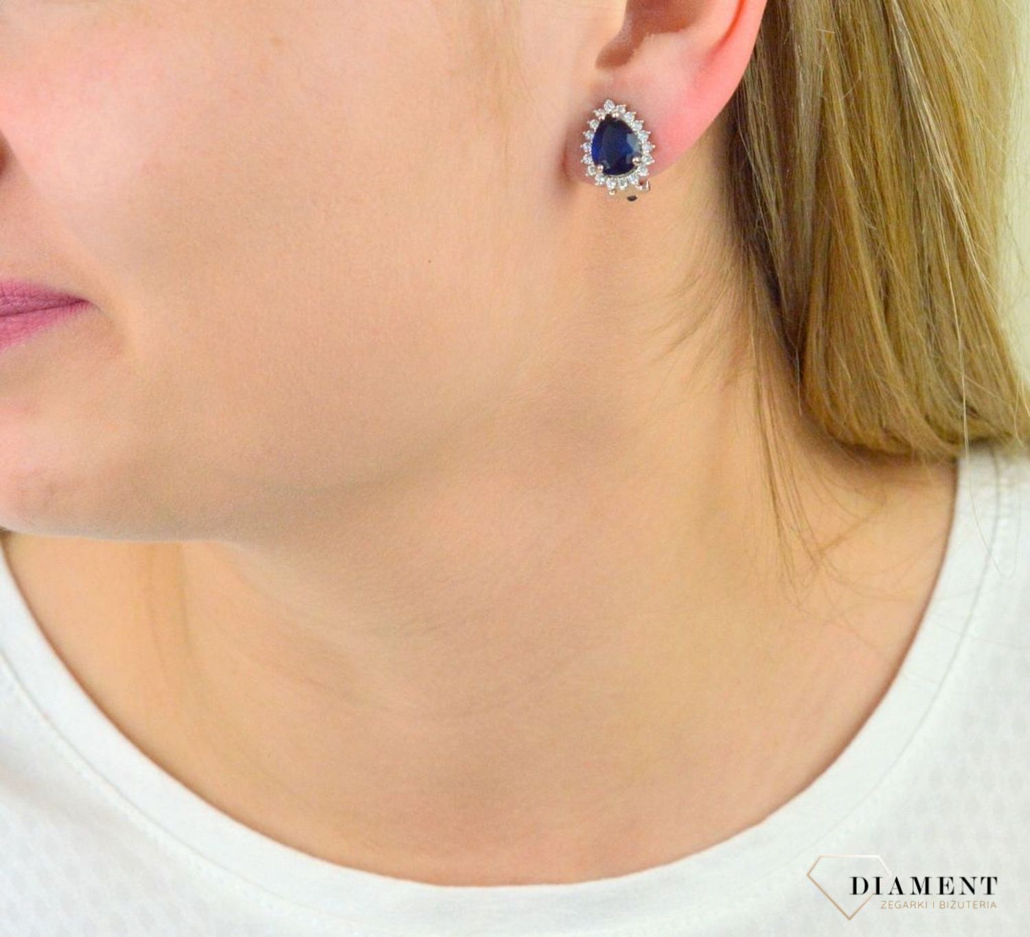 Prześliczne srebrne klipsy z granatową cyrkonią DIA-KLI-4819-925..jpg