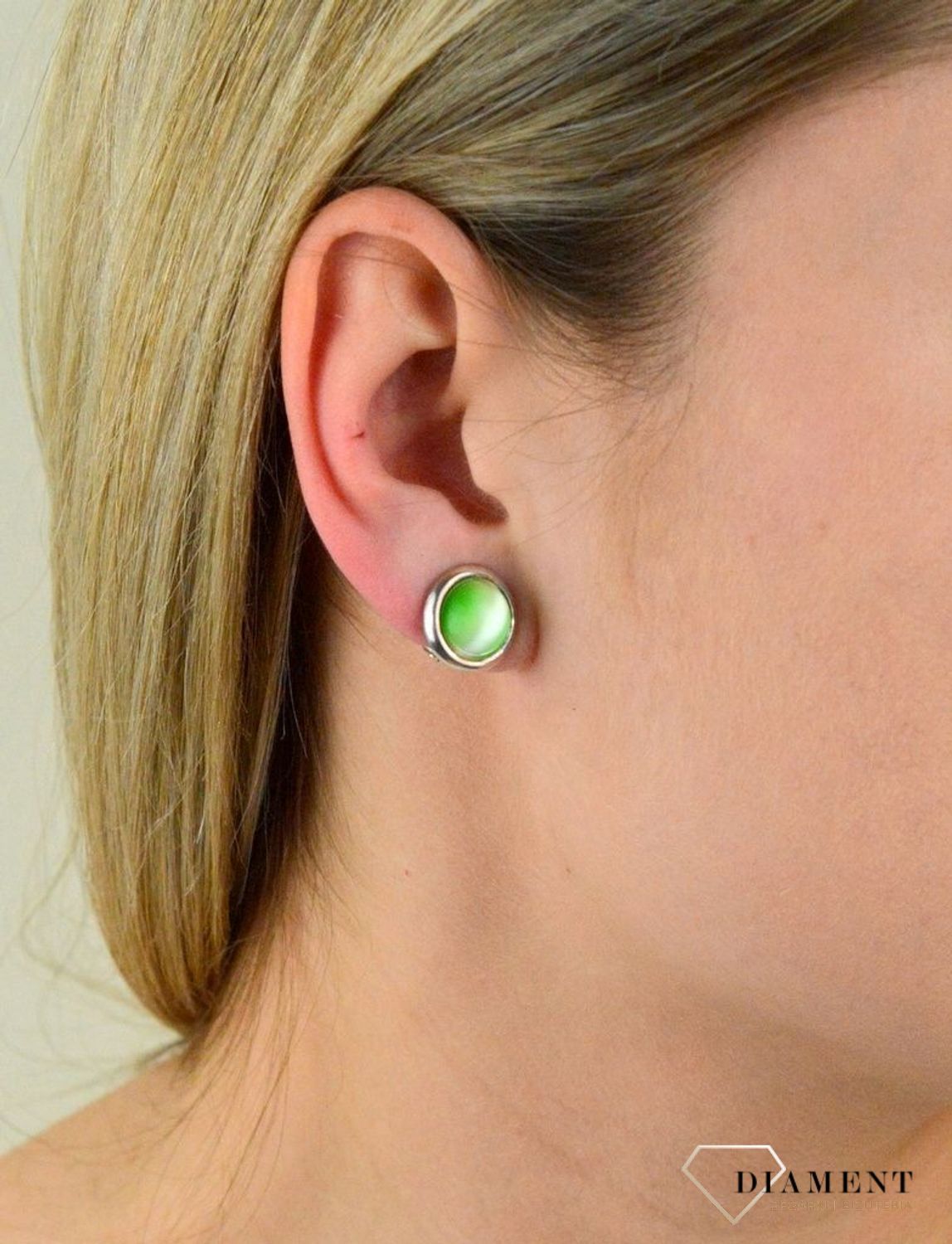 Klipsy srebrne 925 'Zielony błysk' DIA-KLI-4824-925.jpg