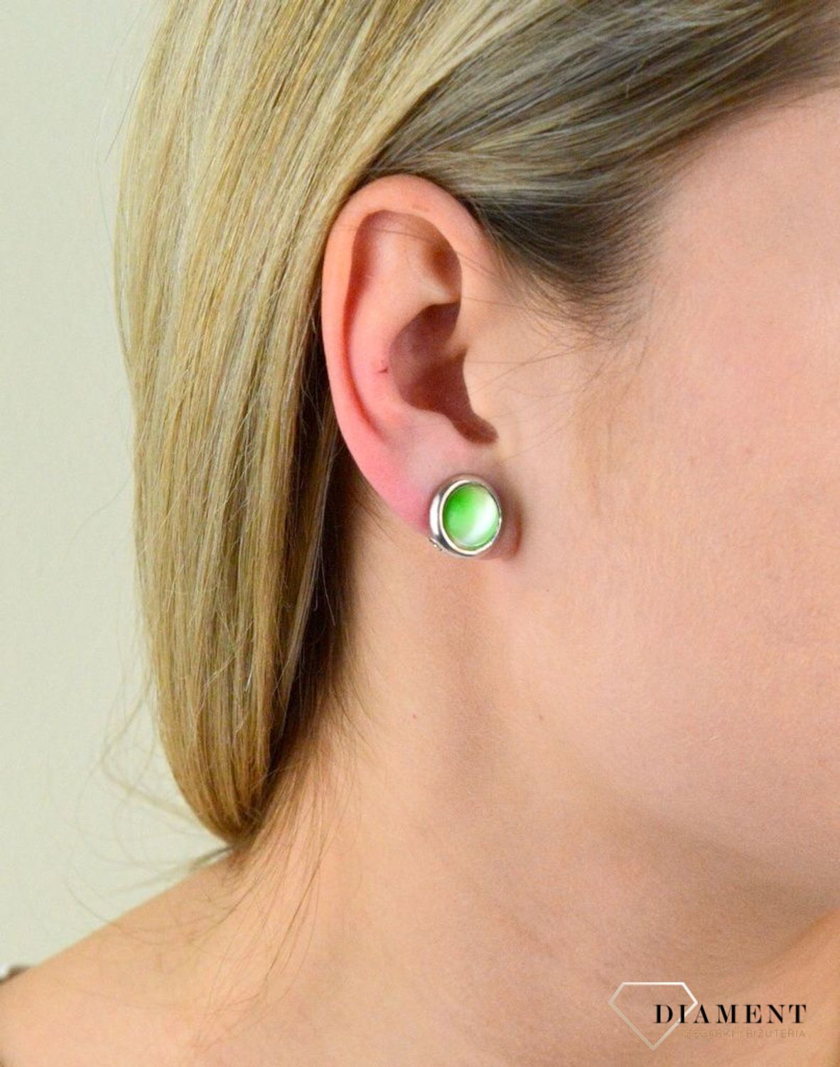 Klipsy srebrne 925 'Zielony błysk' DIA-KLI-4824-925.jpg