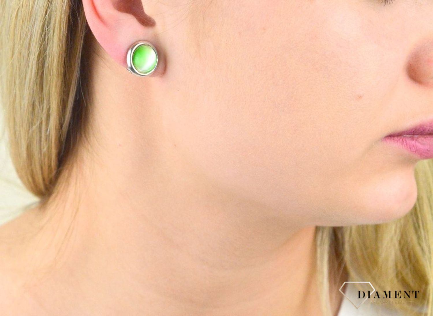 Klipsy srebrne 925 'Zielony błysk' DIA-KLI-4824-925.jpg