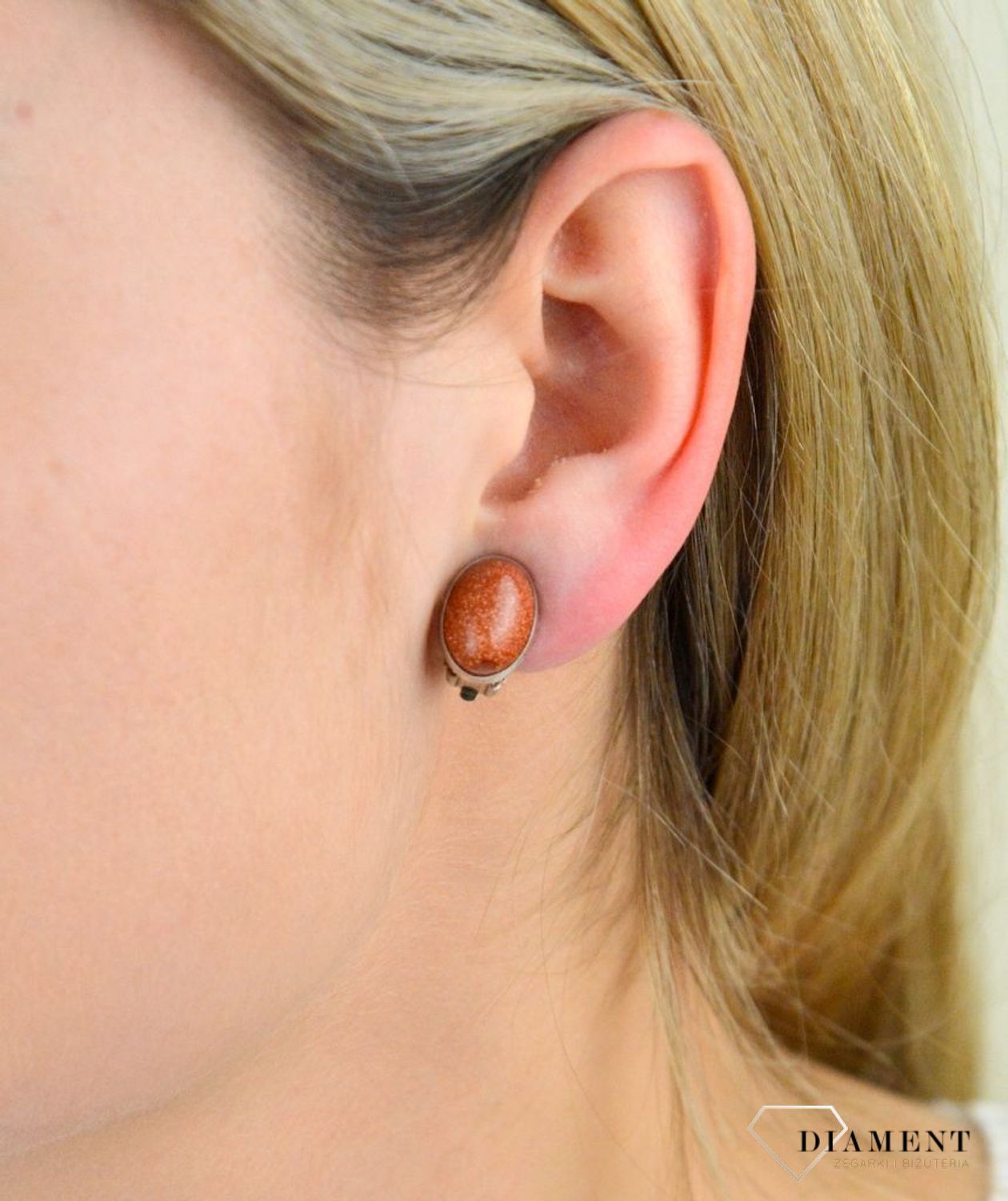 Klipsy srebrne 925 'Brokatowy brąz'  DIA-KLI-4825-925.jpg