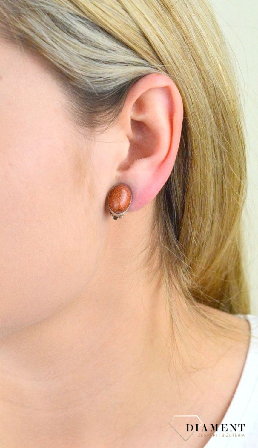 Klipsy srebrne 925 'Brokatowy brąz'  DIA-KLI-4825-925.jpg