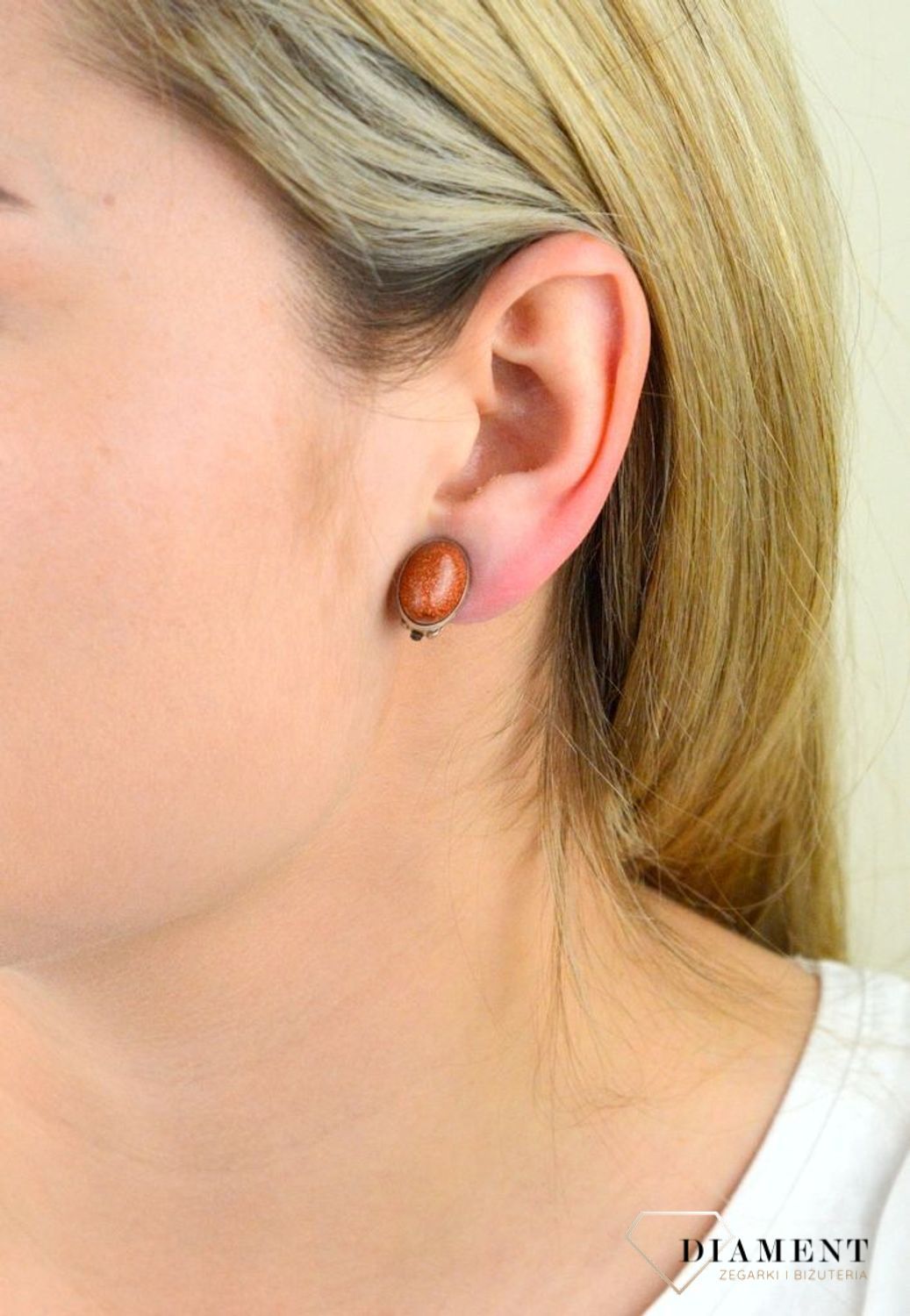 Klipsy srebrne 925 'Brokatowy brąz'  DIA-KLI-4825-925.jpg