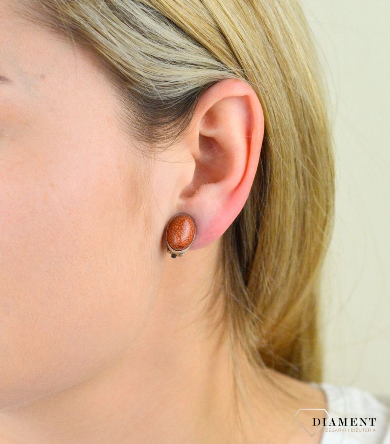 Klipsy srebrne 925 'Brokatowy brąz'  DIA-KLI-4825-925.jpg