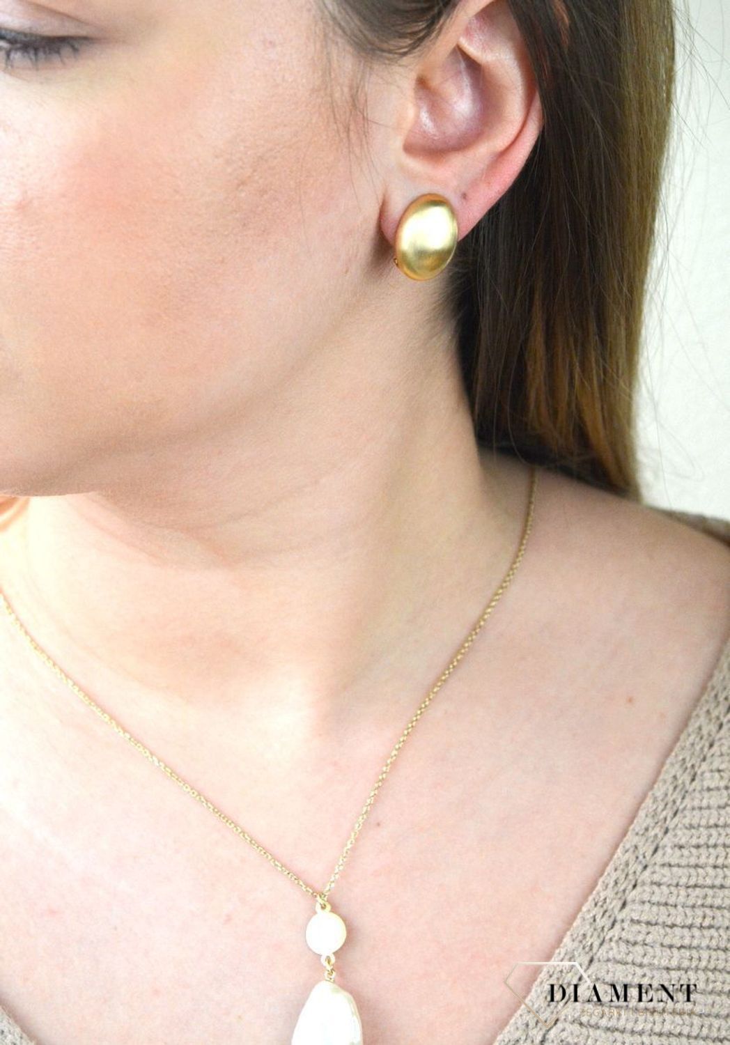 Pozłacane Klipsy Dall'acqua Sublime  Owalne Półkule 925 DIAMENT DIA-KLI-5559-925.jpg