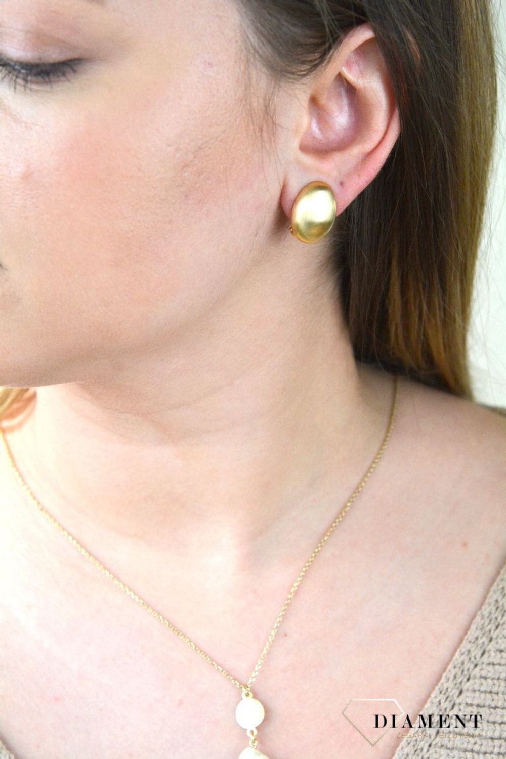 Pozłacane Klipsy Dall'acqua Sublime  Owalne Półkule 925 DIAMENT DIA-KLI-5559-925.jpg