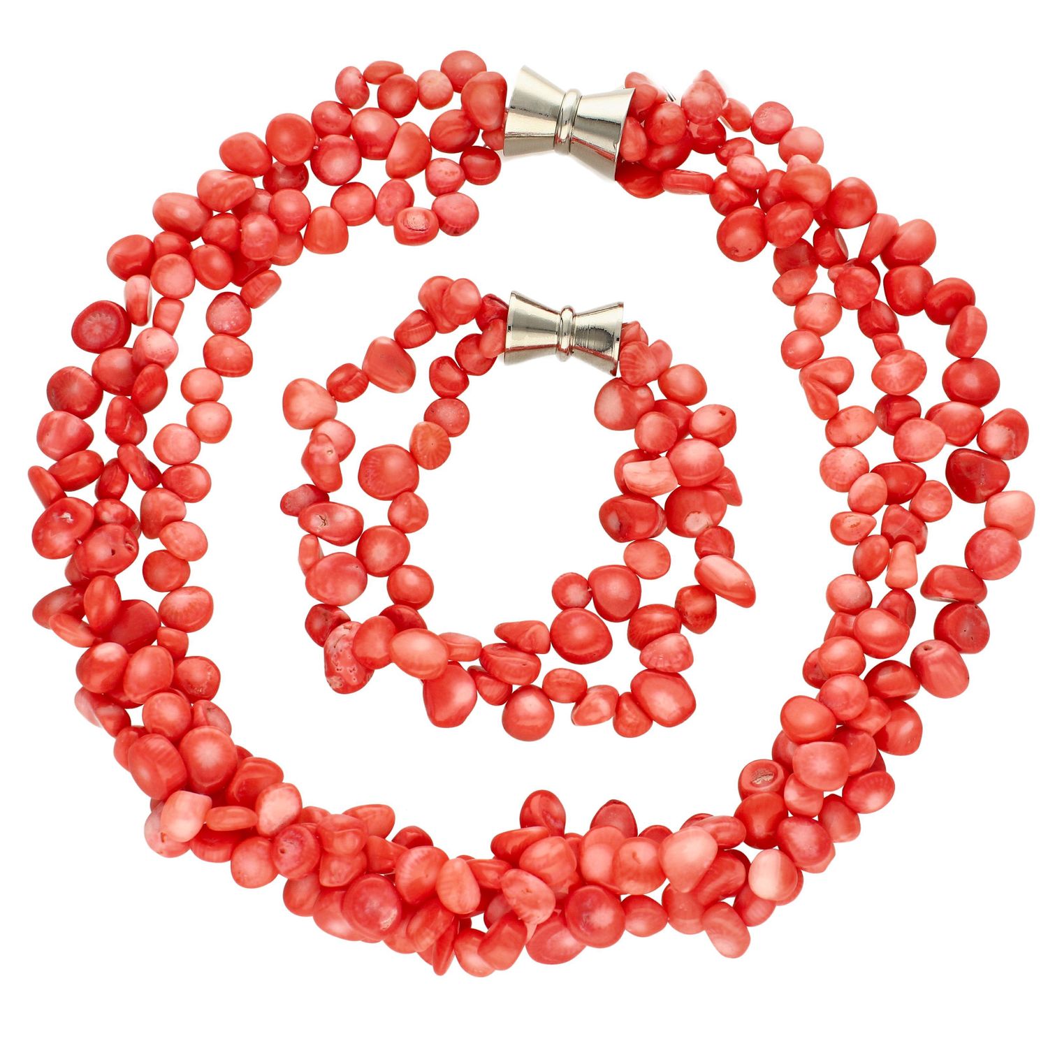 Komplet biżuterii naszyjnik i bransoletka ozdobiony koralem DIA-KLP-4025-MET (1).jpg