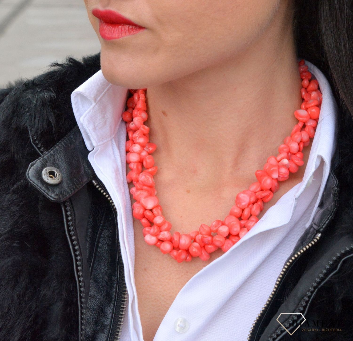 Komplet biżuterii naszyjnik i bransoletka ozdobiony koralem DIA-KLP-4025-MET (1).jpg