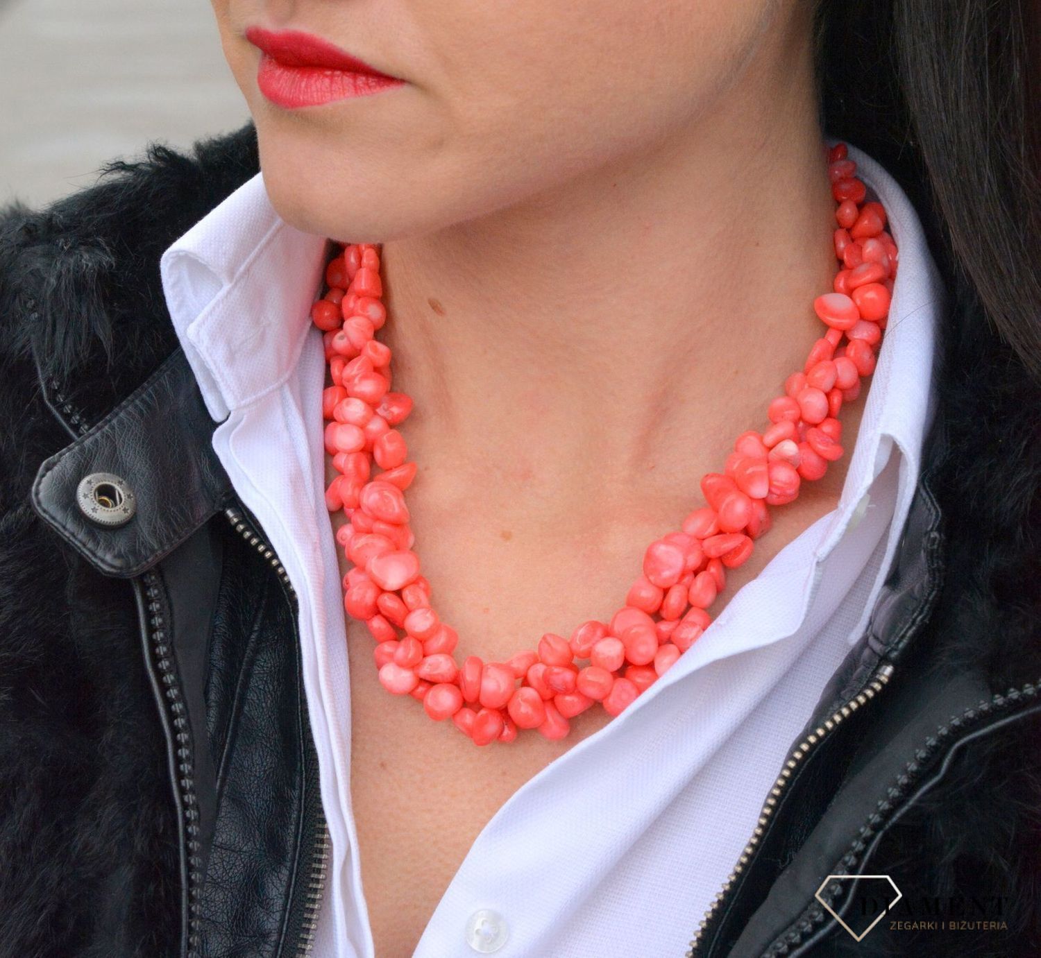Komplet biżuterii naszyjnik i bransoletka ozdobiony koralem DIA-KLP-4025-MET (1).jpg