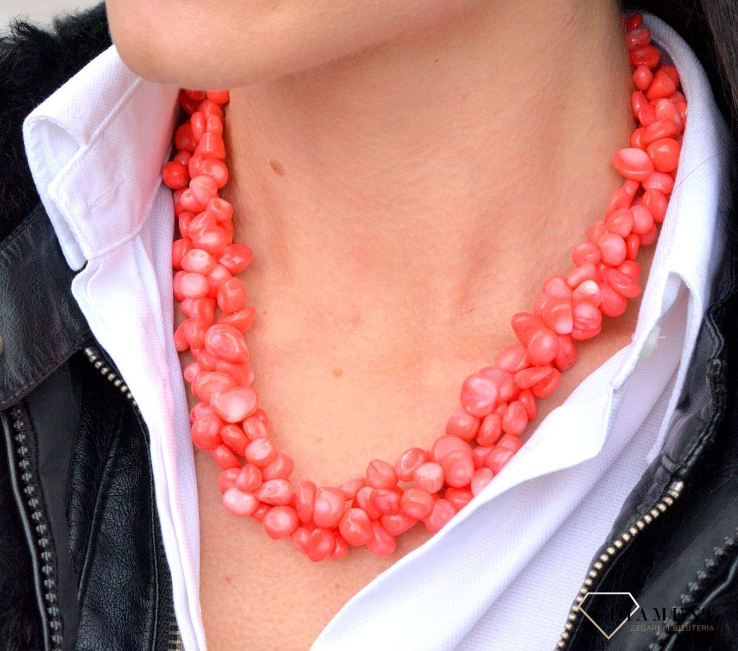 Komplet biżuterii naszyjnik i bransoletka ozdobiony koralem DIA-KLP-4025-MET (1).jpg