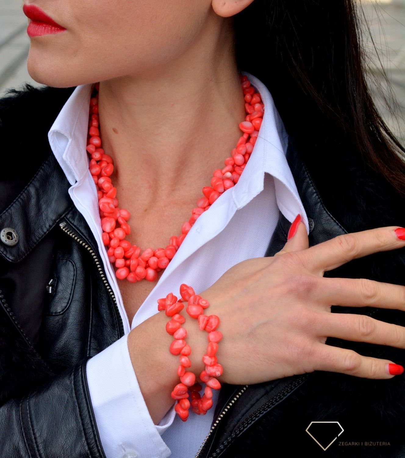 Komplet biżuterii naszyjnik i bransoletka ozdobiony koralem DIA-KLP-4025-MET (1).jpg