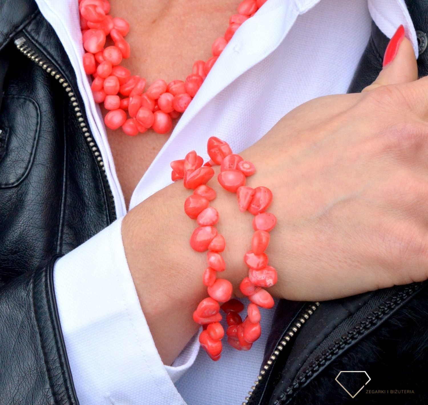 Komplet biżuterii naszyjnik i bransoletka ozdobiony koralem DIA-KLP-4025-MET (1).jpg