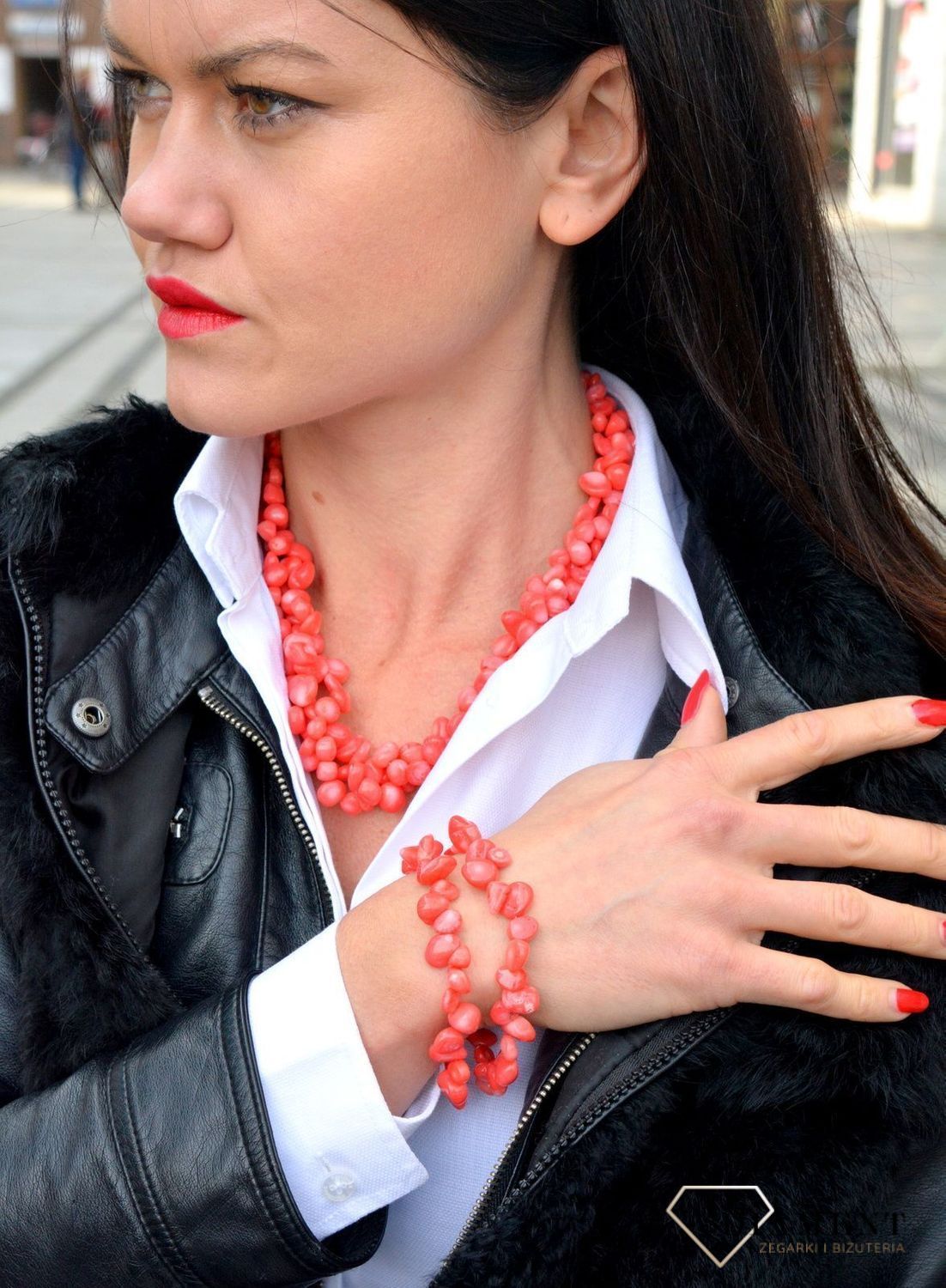 Komplet biżuterii naszyjnik i bransoletka ozdobiony koralem DIA-KLP-4025-MET (1).jpg