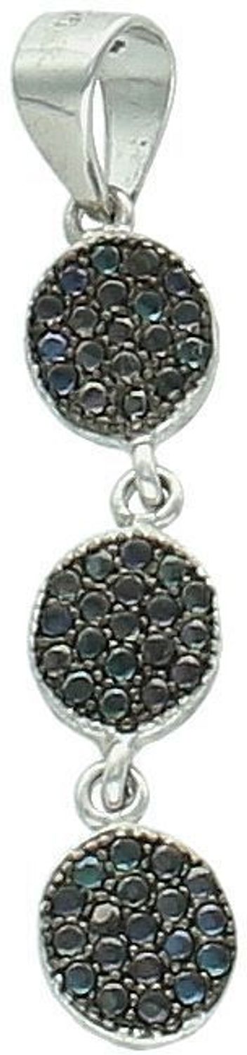 Komplet srebrnej biżuterii z czarną cyrkonią – kolczyki i zawieszka z motywem kółek, Srebro 925 (1).jpg