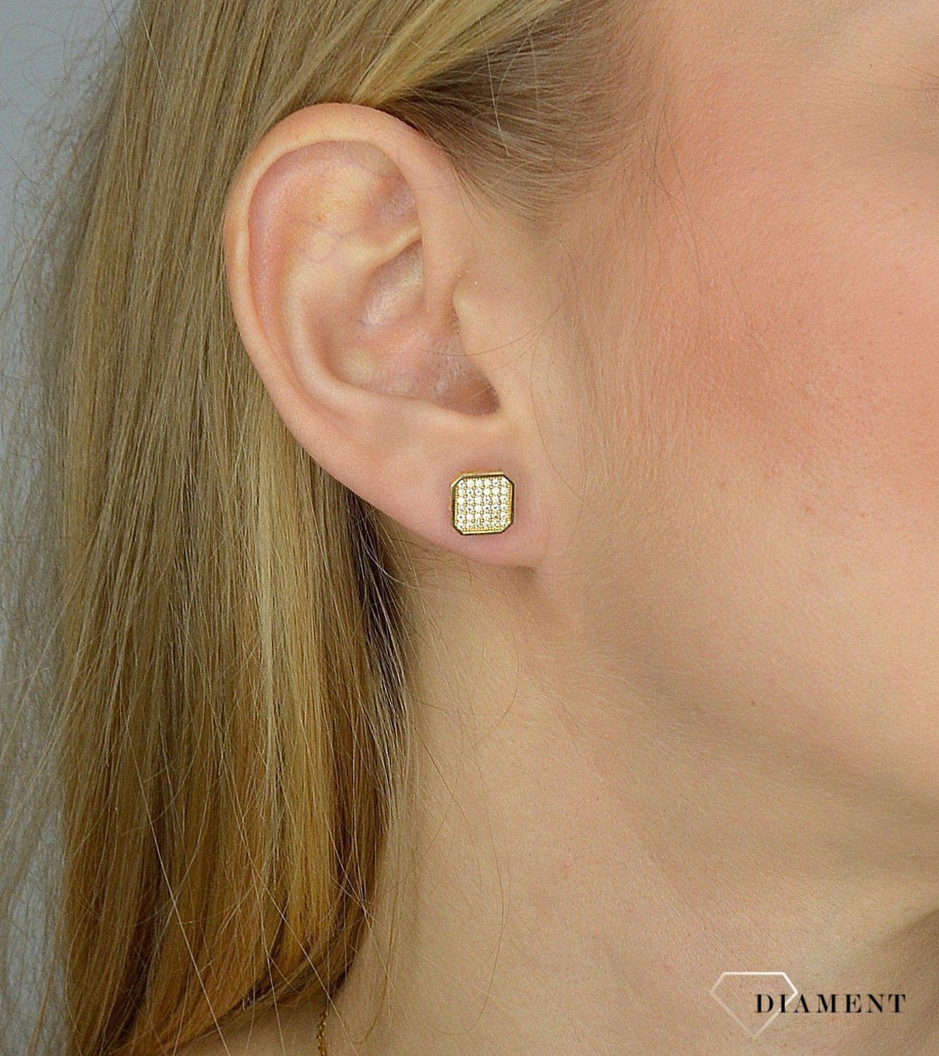Komplet złotej biżuterii 585 kwadraciki z cyrkoniami DIA-KPL-0990-585.jpg