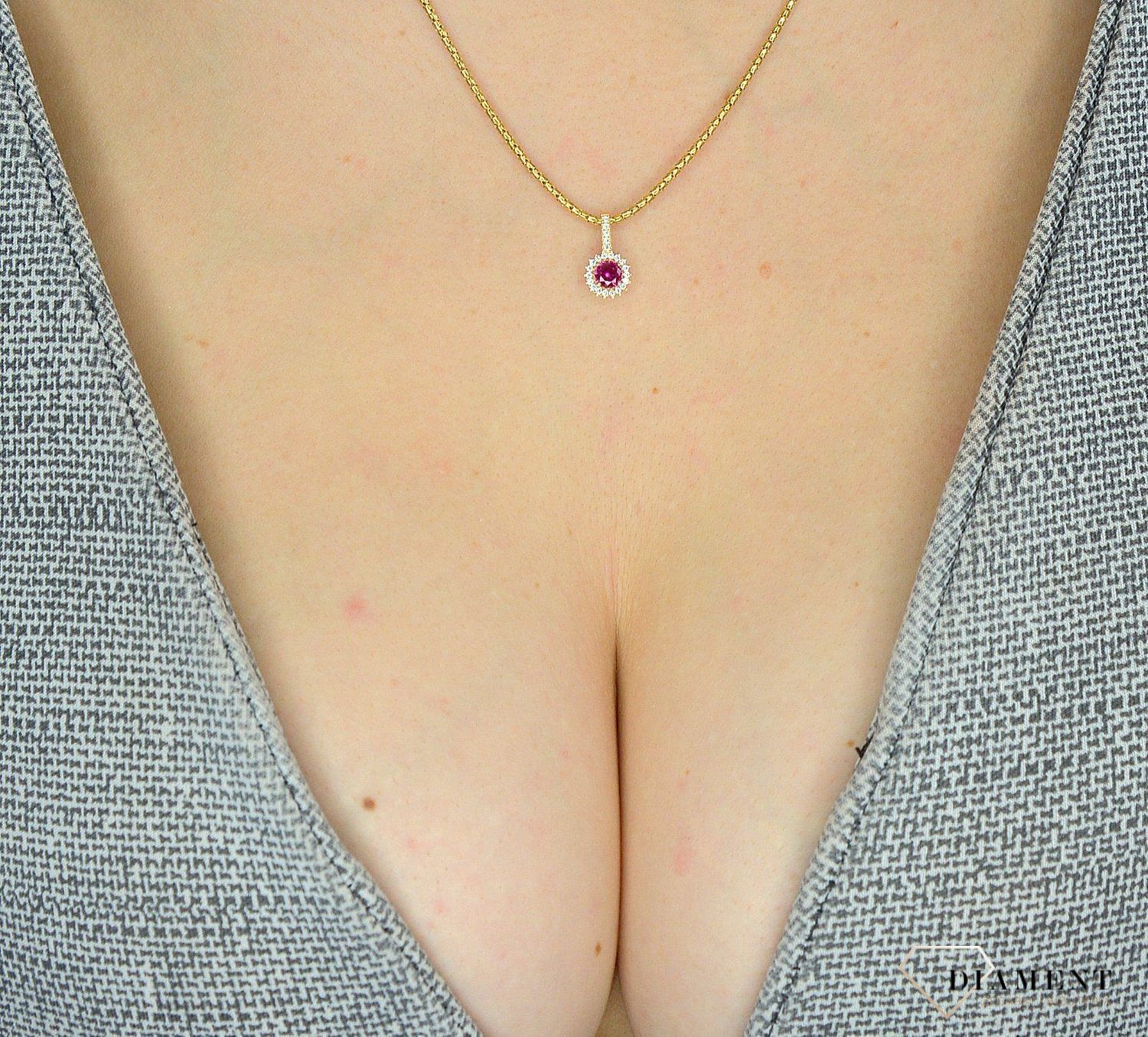 Komplet złotej biżuterii 585 ozdobna cyrkonia czerwona z białym DIA-KPL-0994-585.jpg