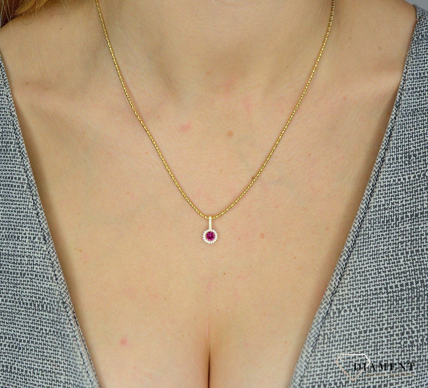 Komplet złotej biżuterii 585 ozdobna cyrkonia czerwona z białym DIA-KPL-0994-585.jpg