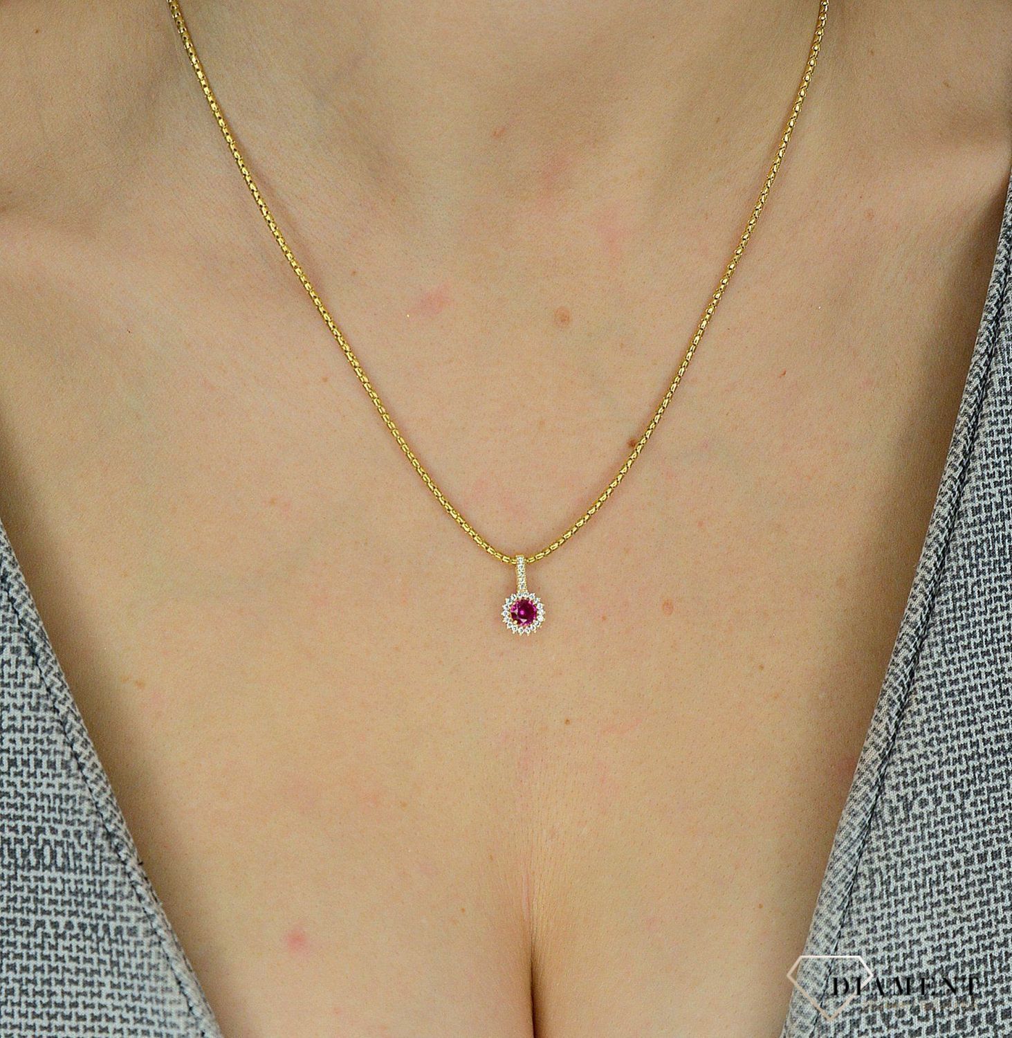 Komplet złotej biżuterii 585 ozdobna cyrkonia czerwona z białym DIA-KPL-0994-585.jpg