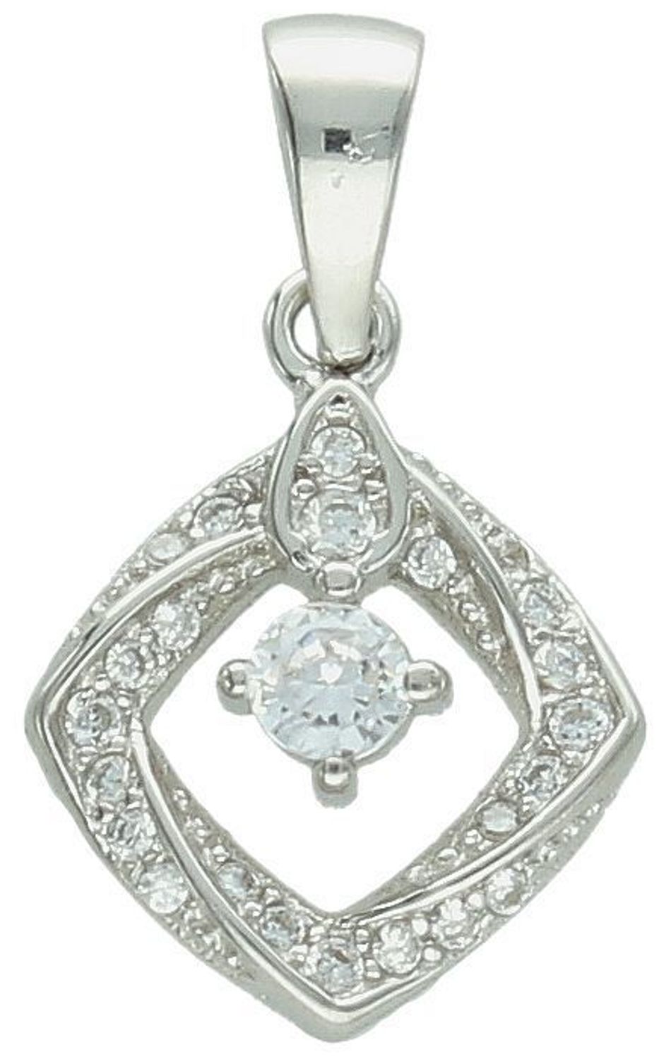 Komplet srebrny kwadraciki z cyrkoniami pr 925, DIA-KPL-12787-925 Srebrny komplet kolczyki oraz zawieszka  kwadraciki z pięknie połyskującą cyrkonią w 1.jpg