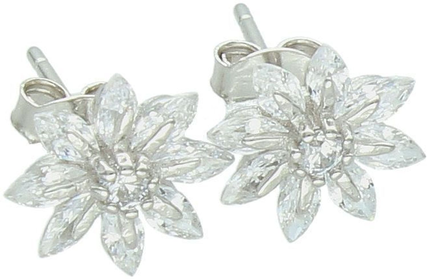 Uroczy komplet srebrny DIA-KPL-13451-925 w kształcie kwiatków, zdobiony cyrkoniami. Próba 925, waga 2,60 g, wielkość 1,0 cm, zapięcie na sztyft. Kobiecy, delikatny, idealny na prezent.3.jpg