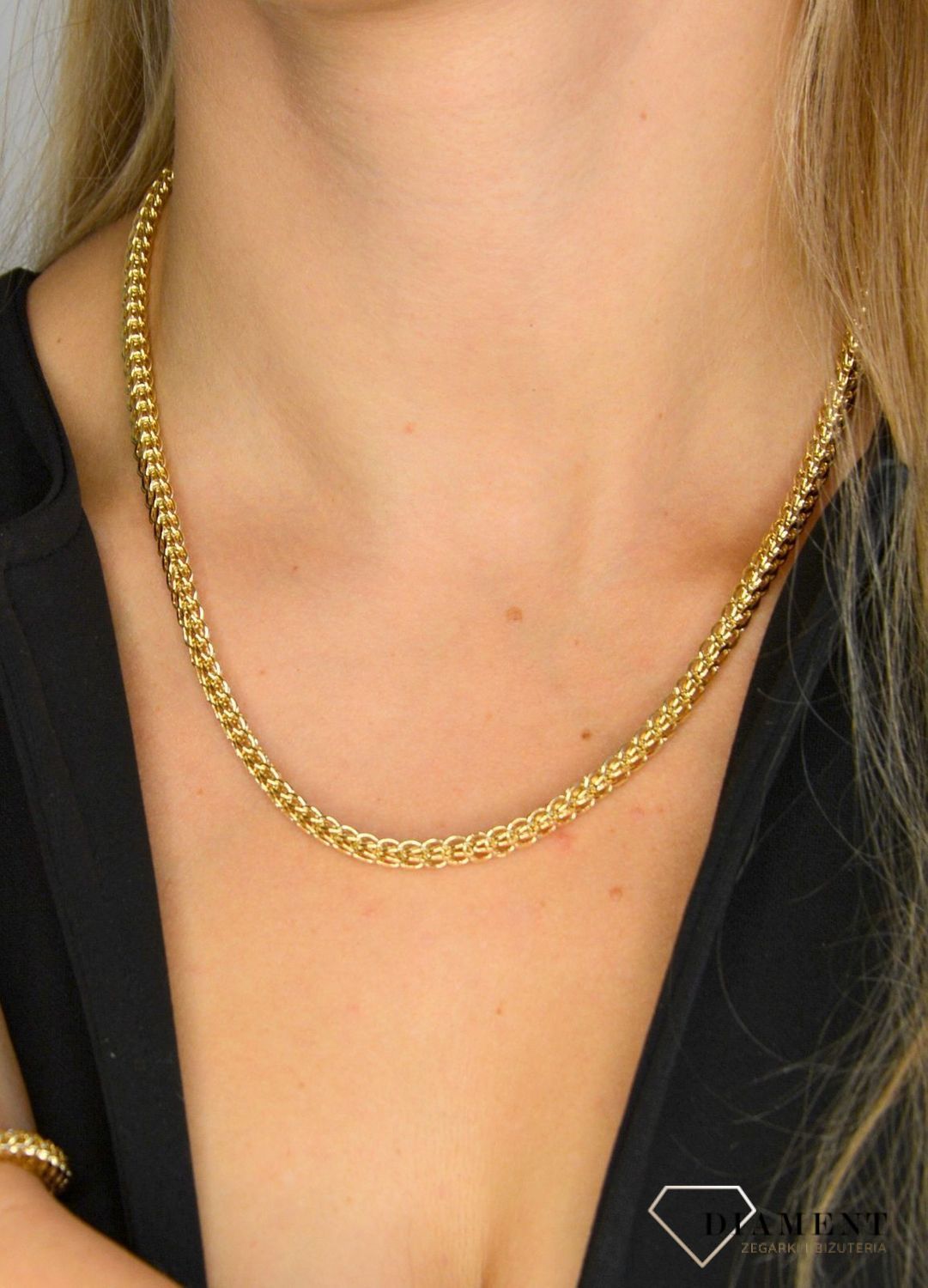 Złoty komplet naszyjnik i bransoleta 585 'Więź miłości' o szerokości 0,5 cm DIA-KPL-1410-585.jpg