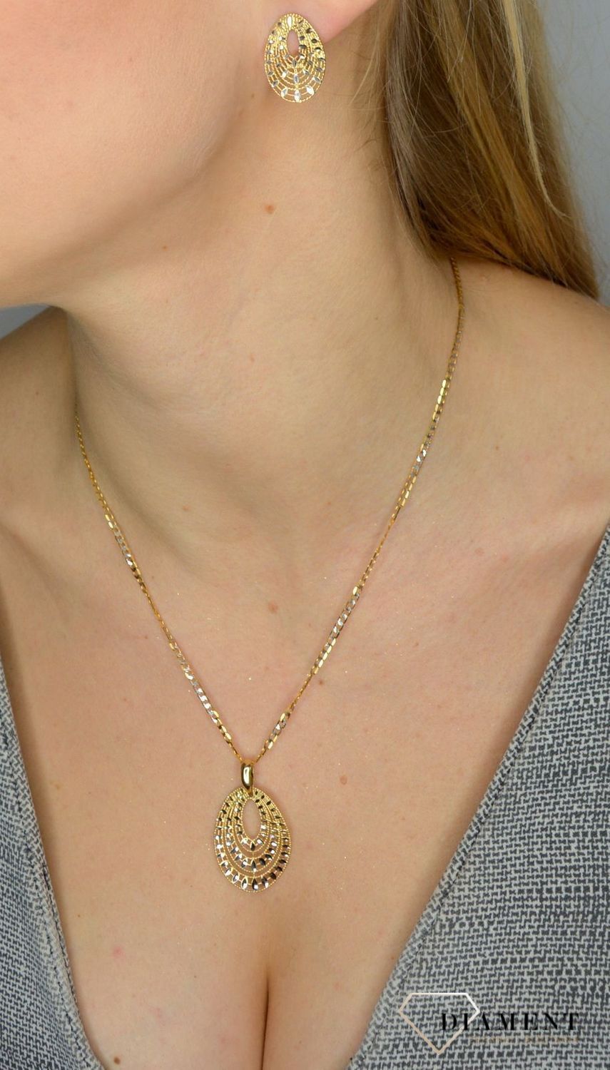 Złoty komplet biżuterii 585 kolczyki i zawieszka DIA-KPL-2523-585.jpg