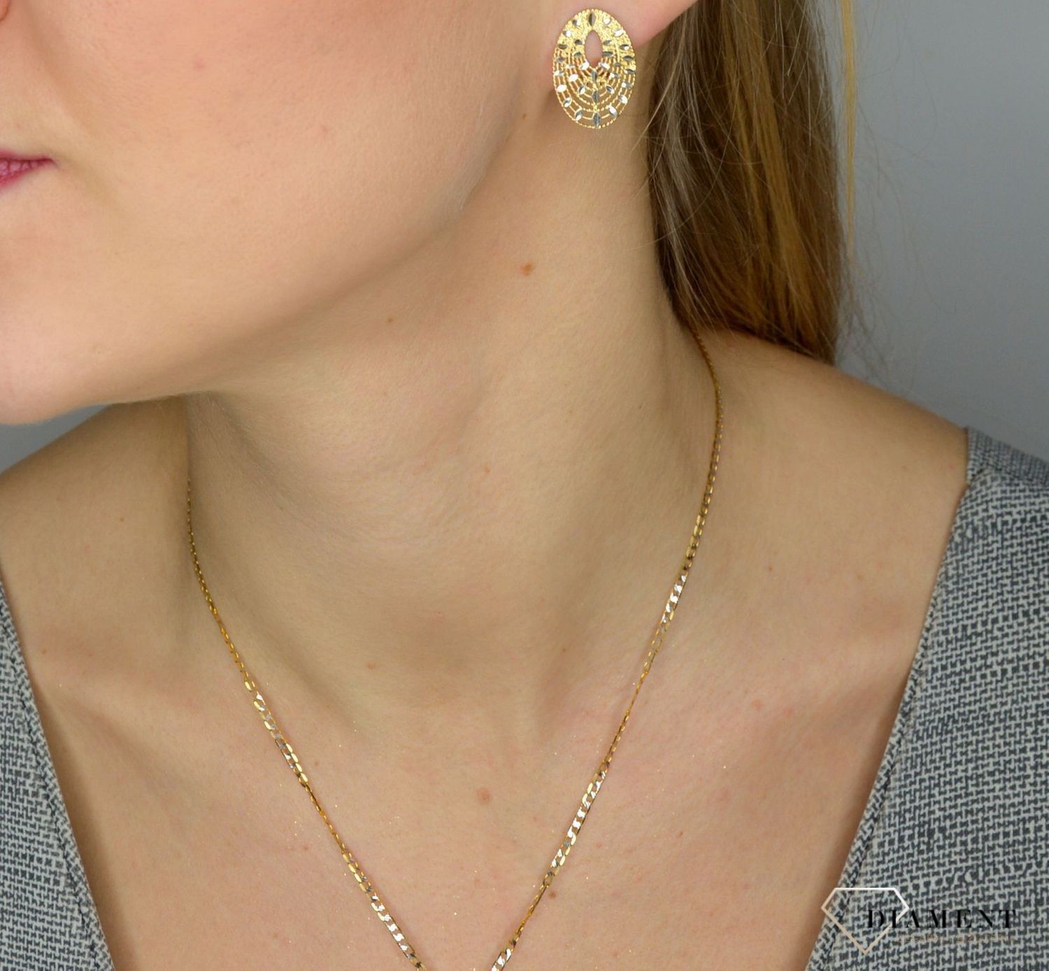 Złoty komplet biżuterii 585 kolczyki i zawieszka DIA-KPL-2523-585.jpg