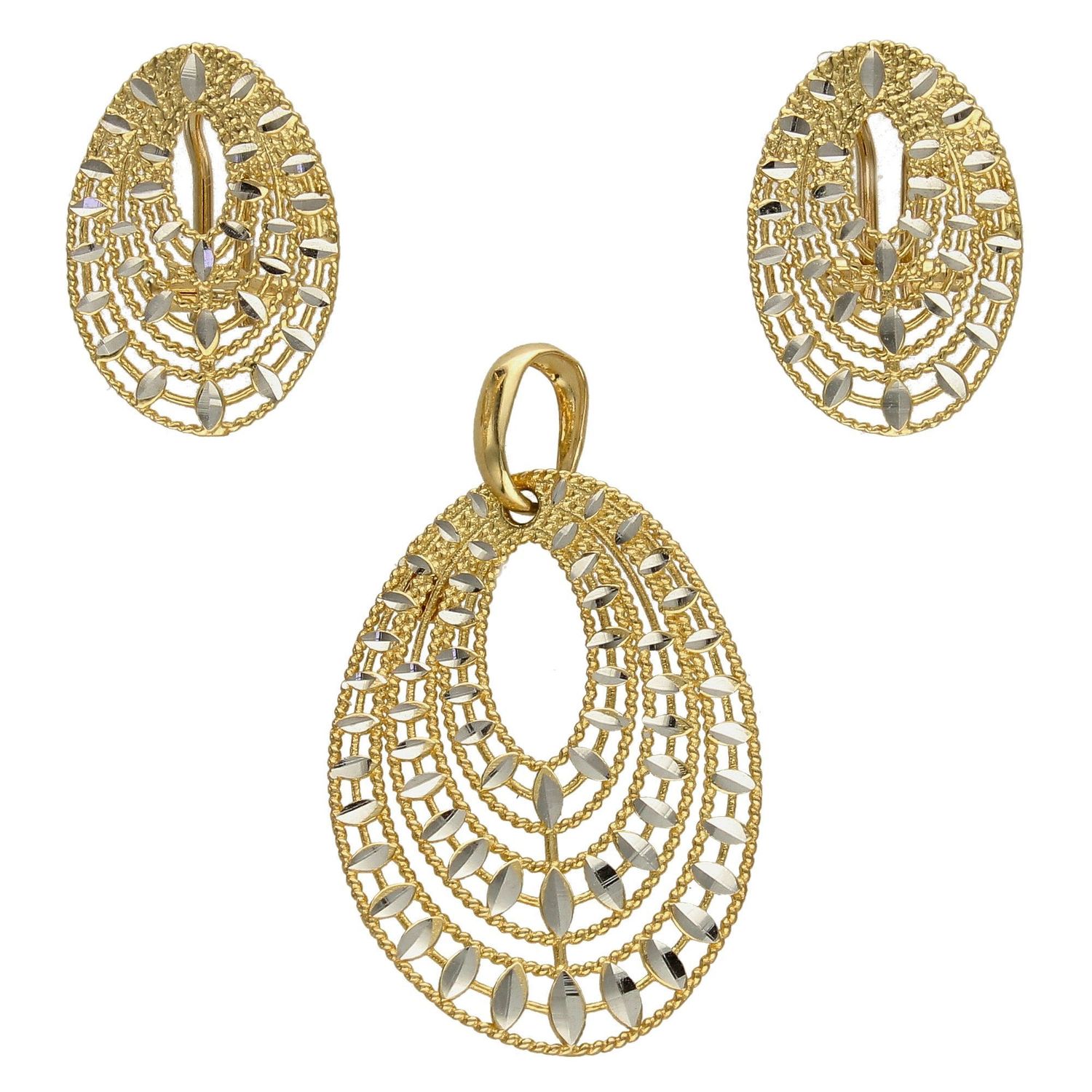 Złoty komplet biżuterii 585 kolczyki i zawieszka DIA-KPL-2523-585.jpg