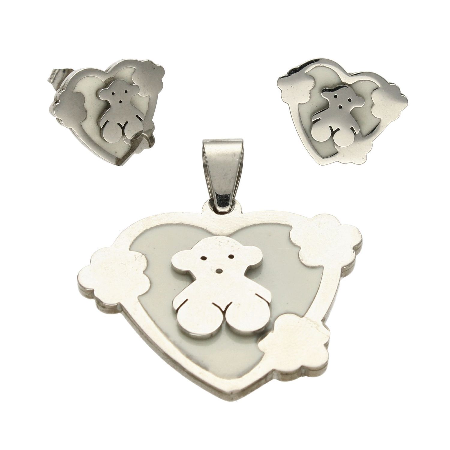 Komplet damski kolczyki i wisiorek serca z misiami DIA-KPL-2811-STAL.jpg