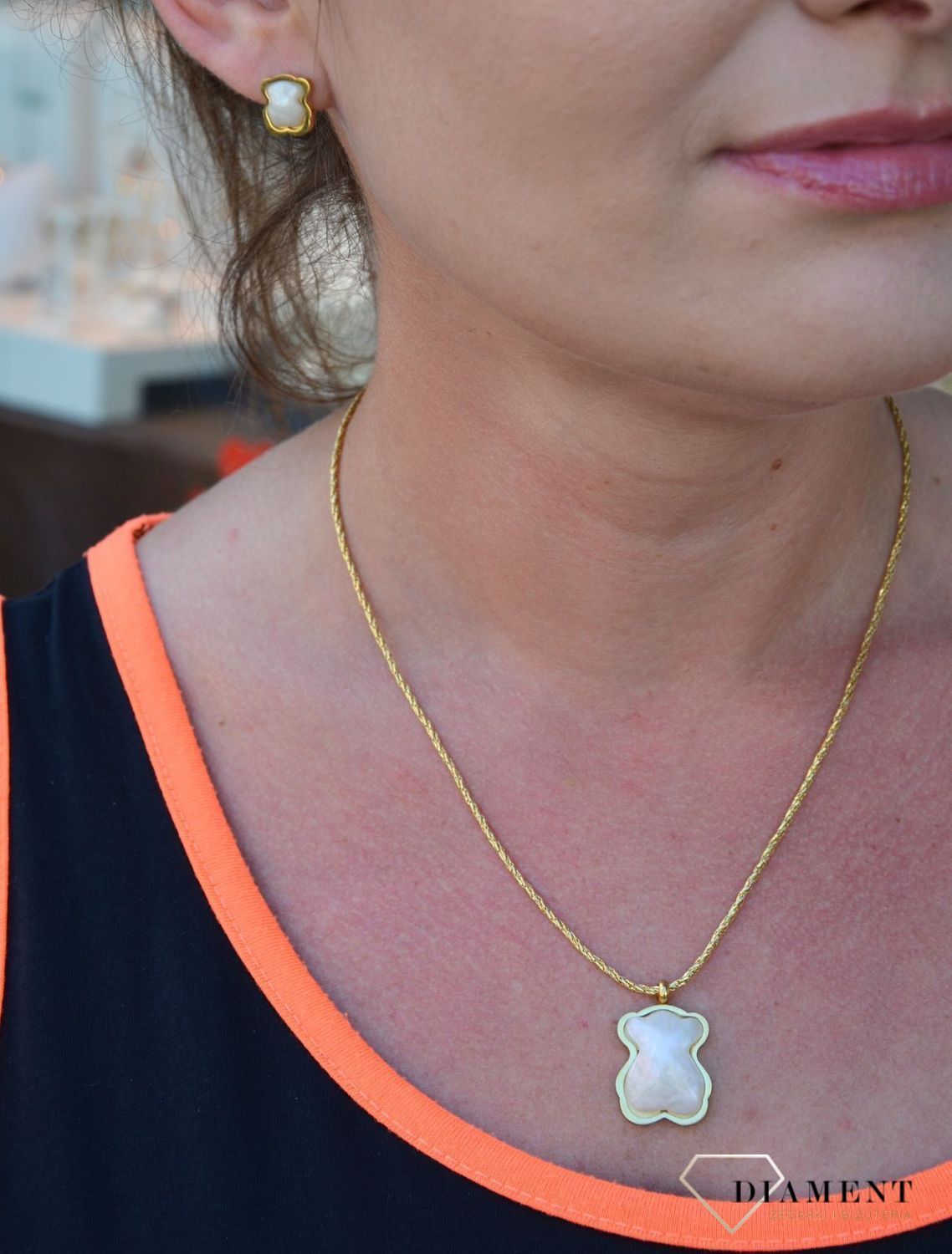 Komplet biżuterii pozłacany misiek z masa perłowa DIA-KPL-2812-STAL.jpg