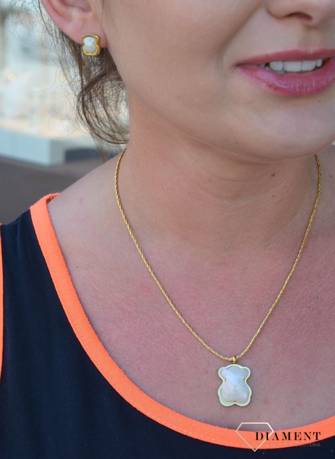 Komplet biżuterii pozłacany misiek z masa perłowa DIA-KPL-2812-STAL.jpg