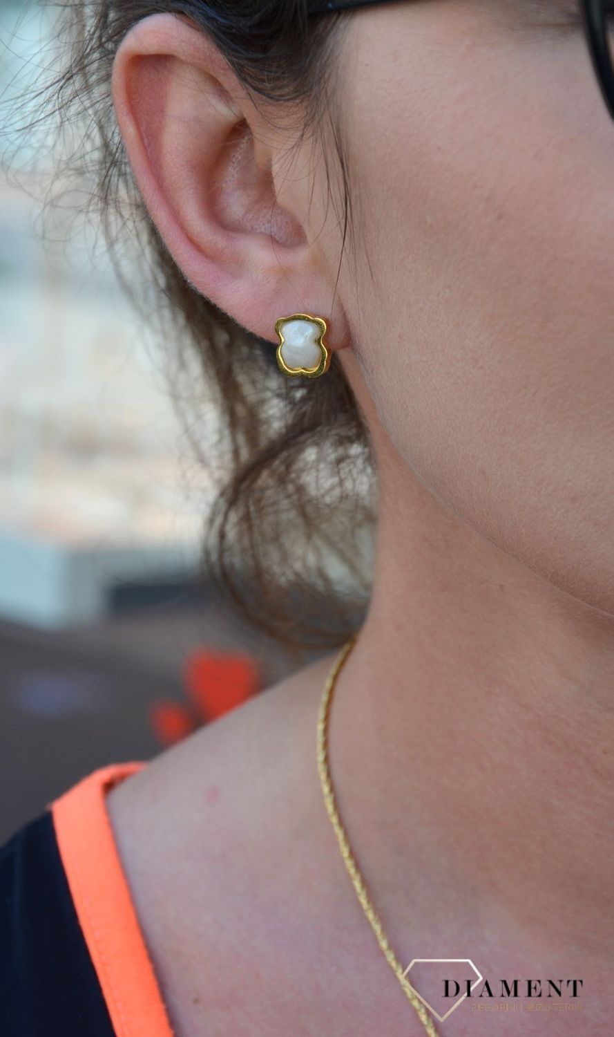 Komplet biżuterii pozłacany misiek z masa perłowa DIA-KPL-2812-STAL.jpg