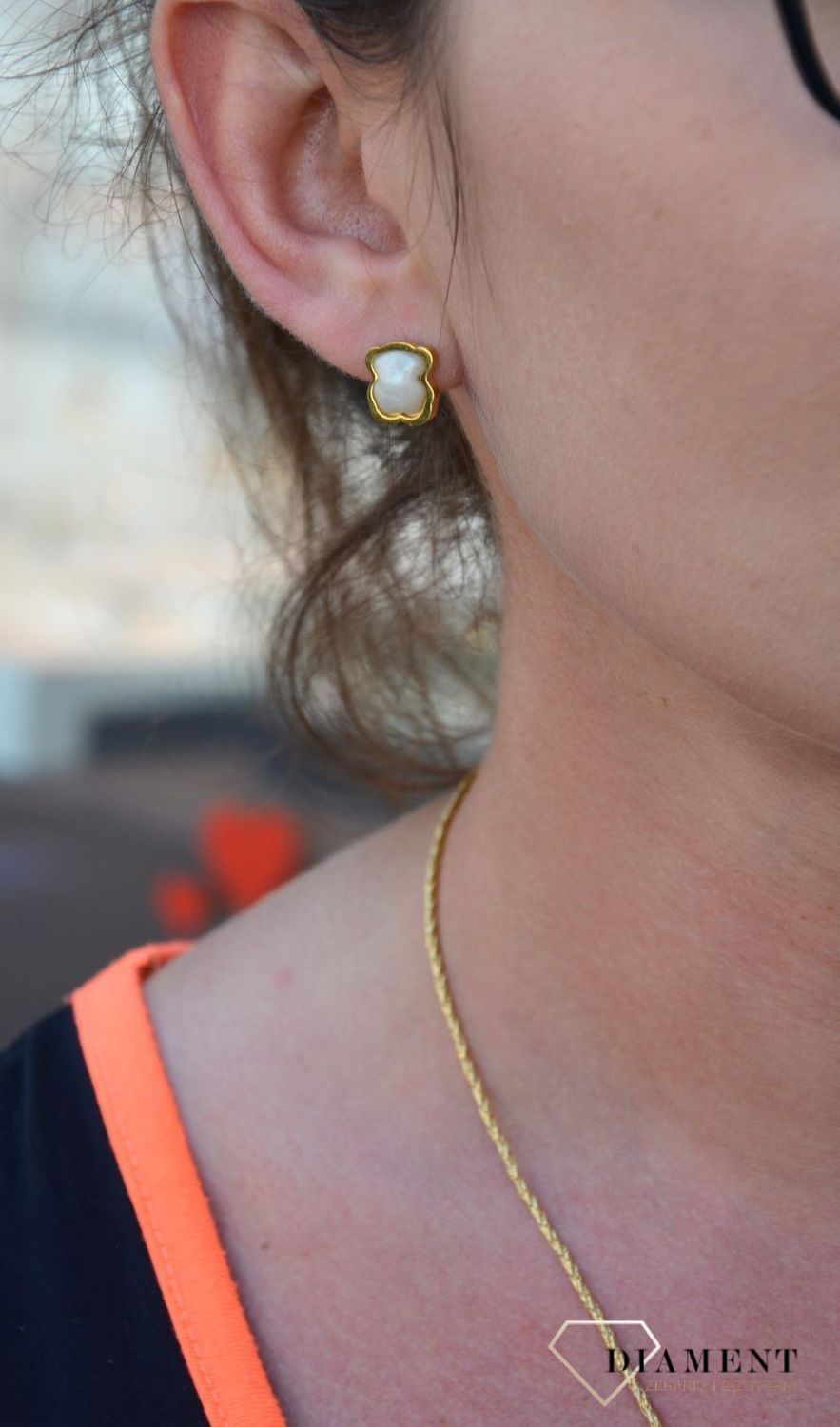 Komplet biżuterii pozłacany misiek z masa perłowa DIA-KPL-2812-STAL.jpg