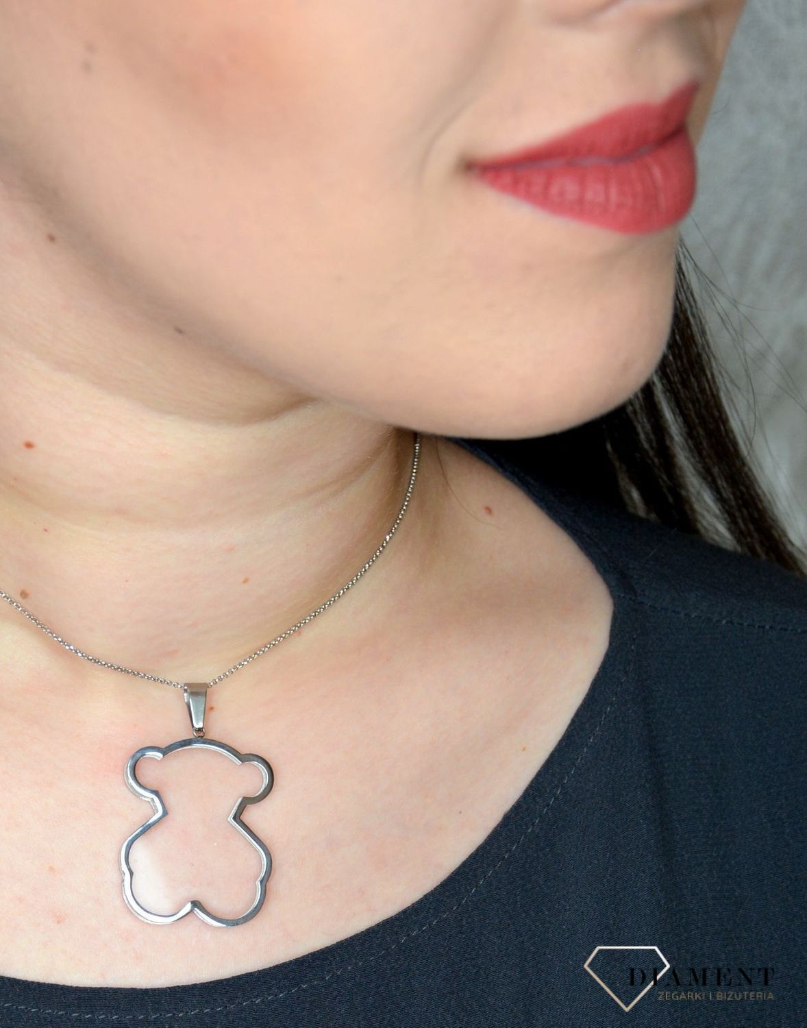 Komplet miśki zawieszka i kolczyki ze szkła akrylowego DIA-KPL-2814-STAL.jpg