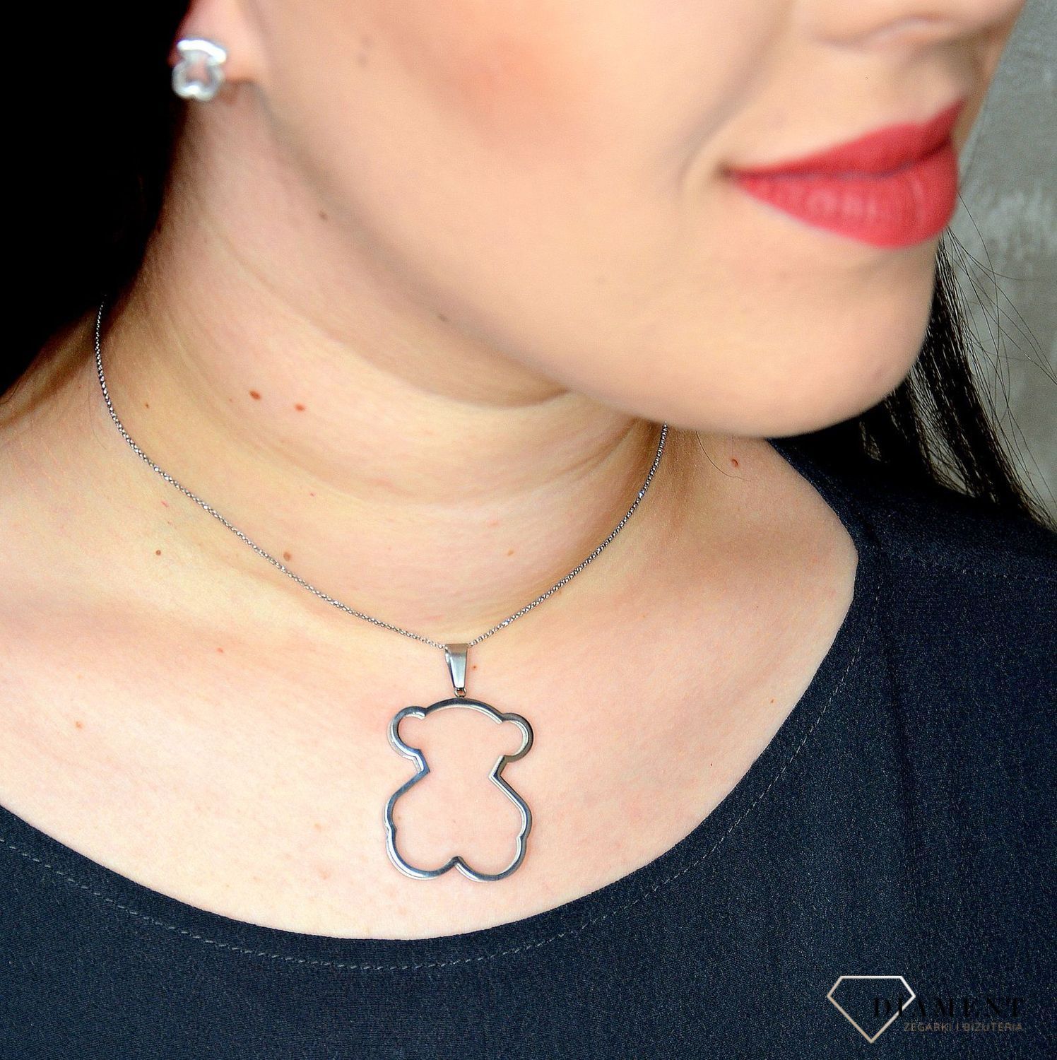 Komplet miśki zawieszka i kolczyki ze szkła akrylowego DIA-KPL-2814-STAL.jpg