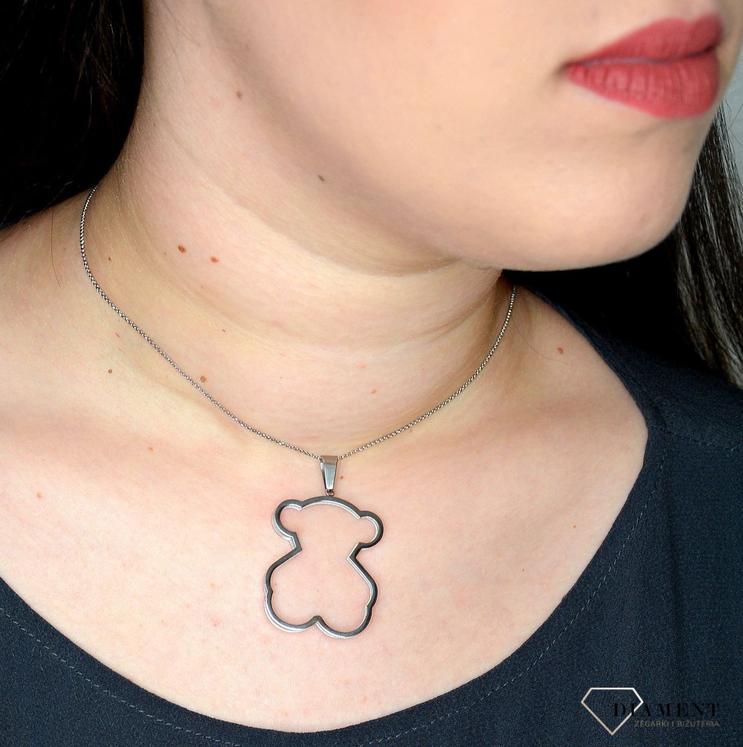 Komplet miśki zawieszka i kolczyki ze szkła akrylowego DIA-KPL-2814-STAL.jpg