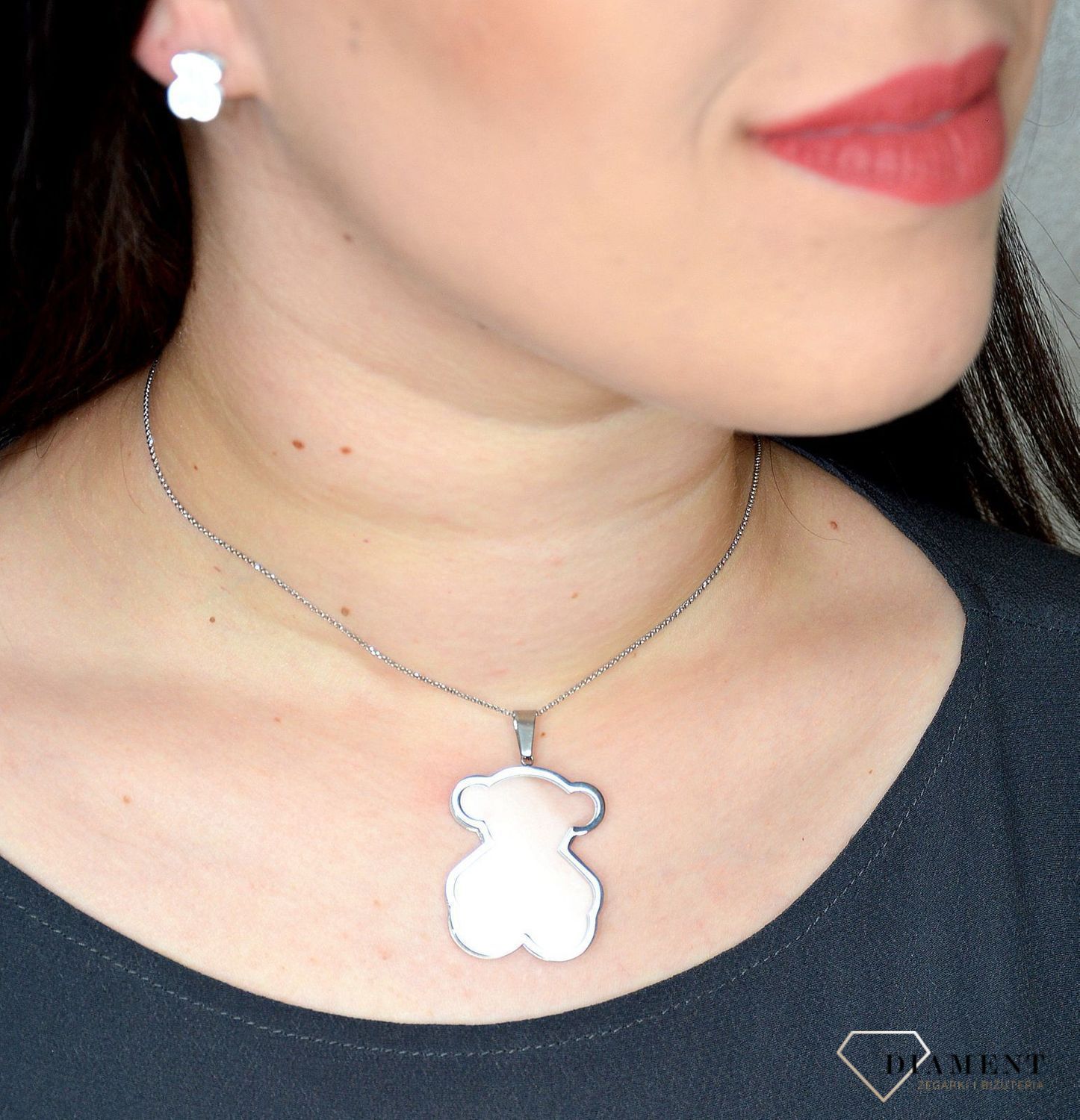 Komplet miśki zawieszka i kolczyki ze szkła akrylowego DIA-KPL-2814-STAL.jpg