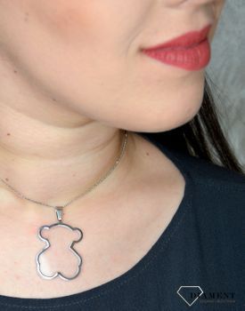 Komplet miśki ze szkła akrylowego DIA-KPL-2814-STAL Stal jest cenionym materiałem wśród jubilerów. Symbol misia może kojarzyć się z łagodnością i miłością.  Jest to świetny pomysł na prezent (1).JPG