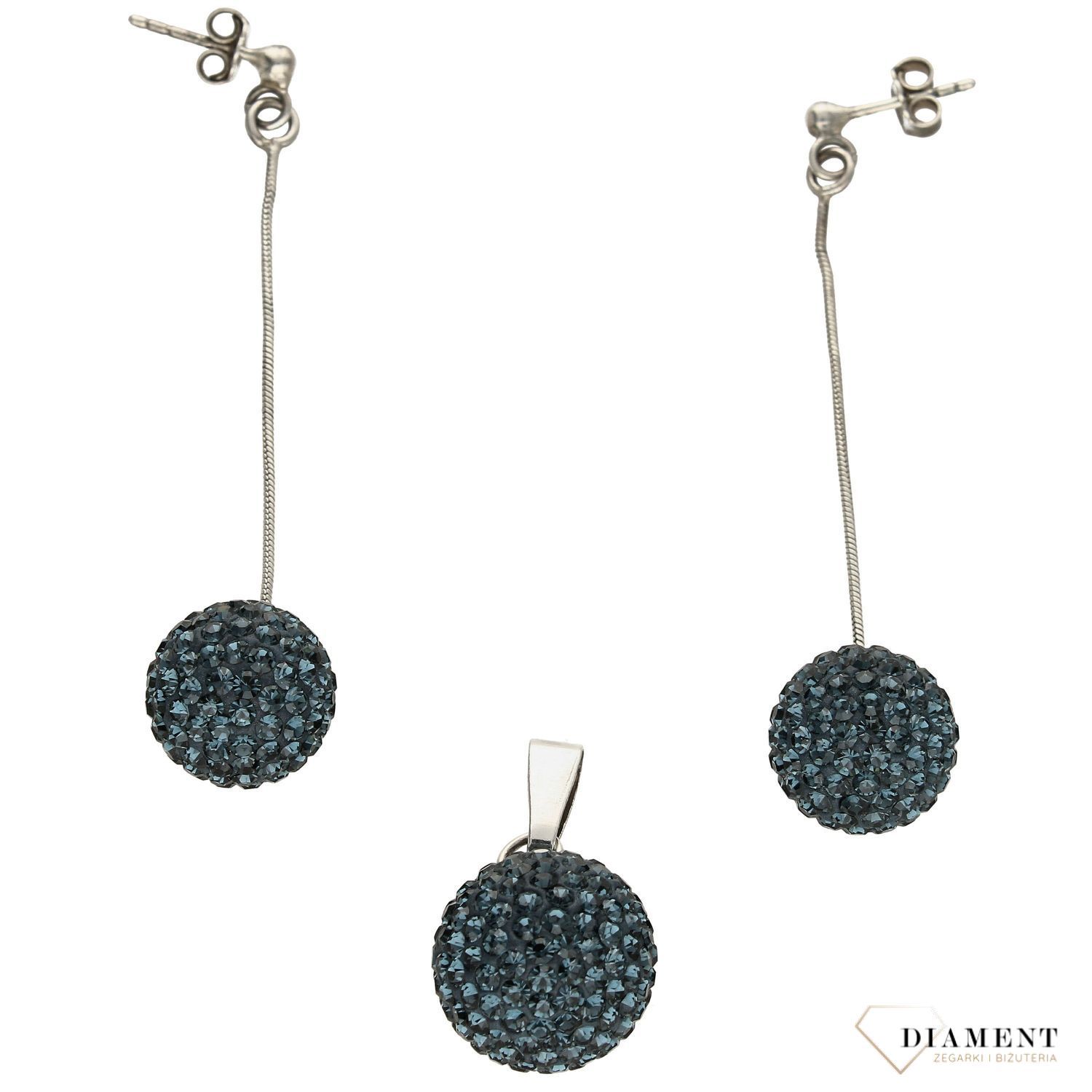 Komplet srebrny zawieszka i kolczyki Kulki swarovski DIA-KPL-2954-925.jpg