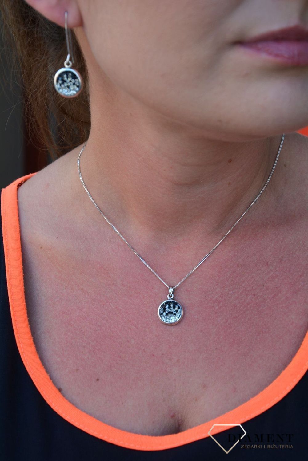 Komplet srebrny kolczyki z zawieszką ' Czarno-białe kryształy ' DIA-KPL-2955-925.jpg