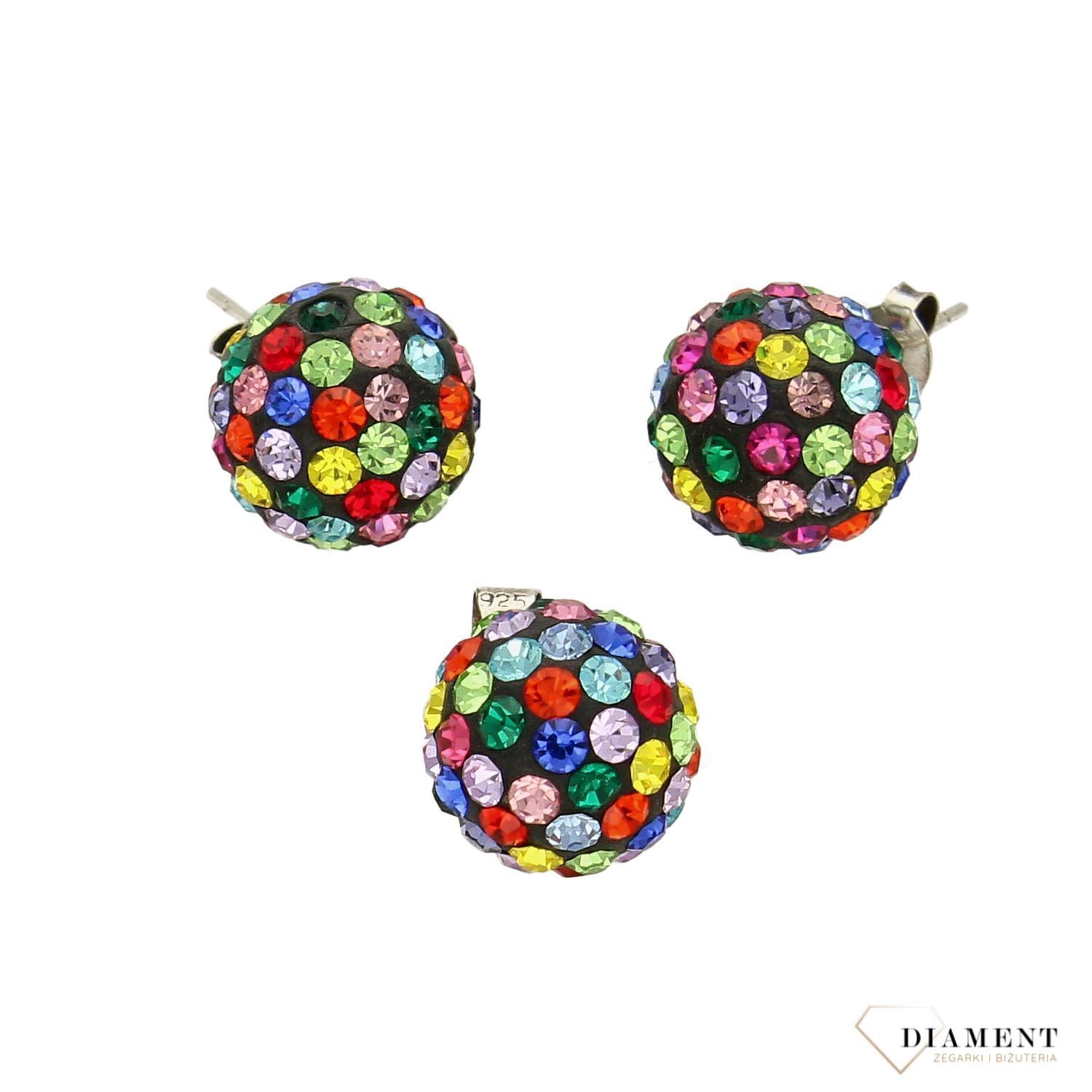 Komplet srebrny kolczyki z wisiorkiem 'Kolorowe kulki'  DIA-KPL-2989-925.jpg