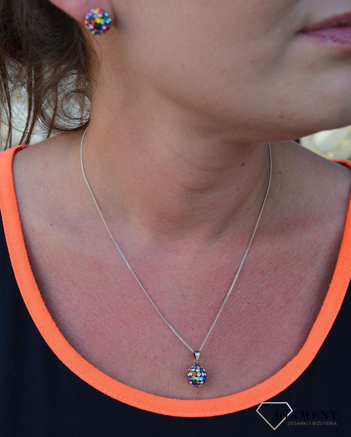 Komplet srebrny kolczyki z wisiorkiem 'Kolorowe kulki'  DIA-KPL-2989-925.jpg