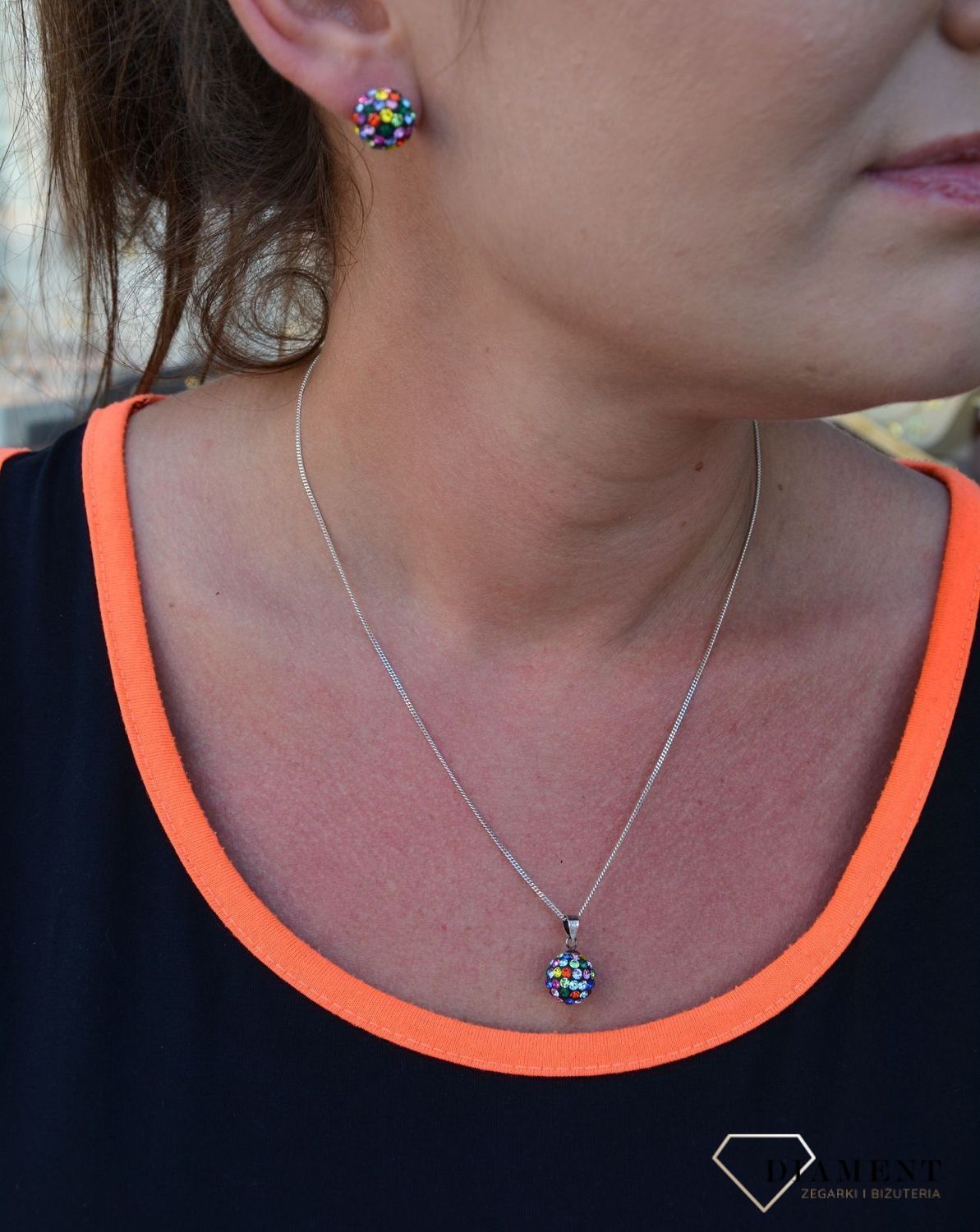 Komplet srebrny kolczyki z wisiorkiem 'Kolorowe kulki'  DIA-KPL-2989-925.jpg