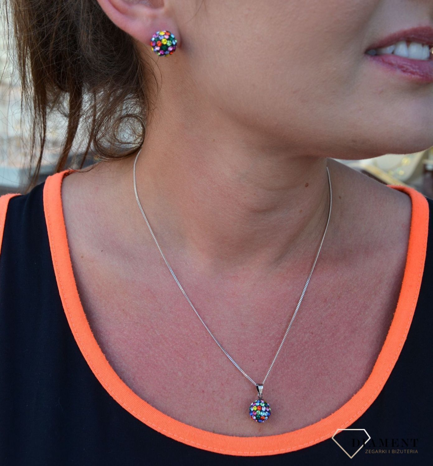 Komplet srebrny kolczyki z wisiorkiem 'Kolorowe kulki'  DIA-KPL-2989-925.jpg